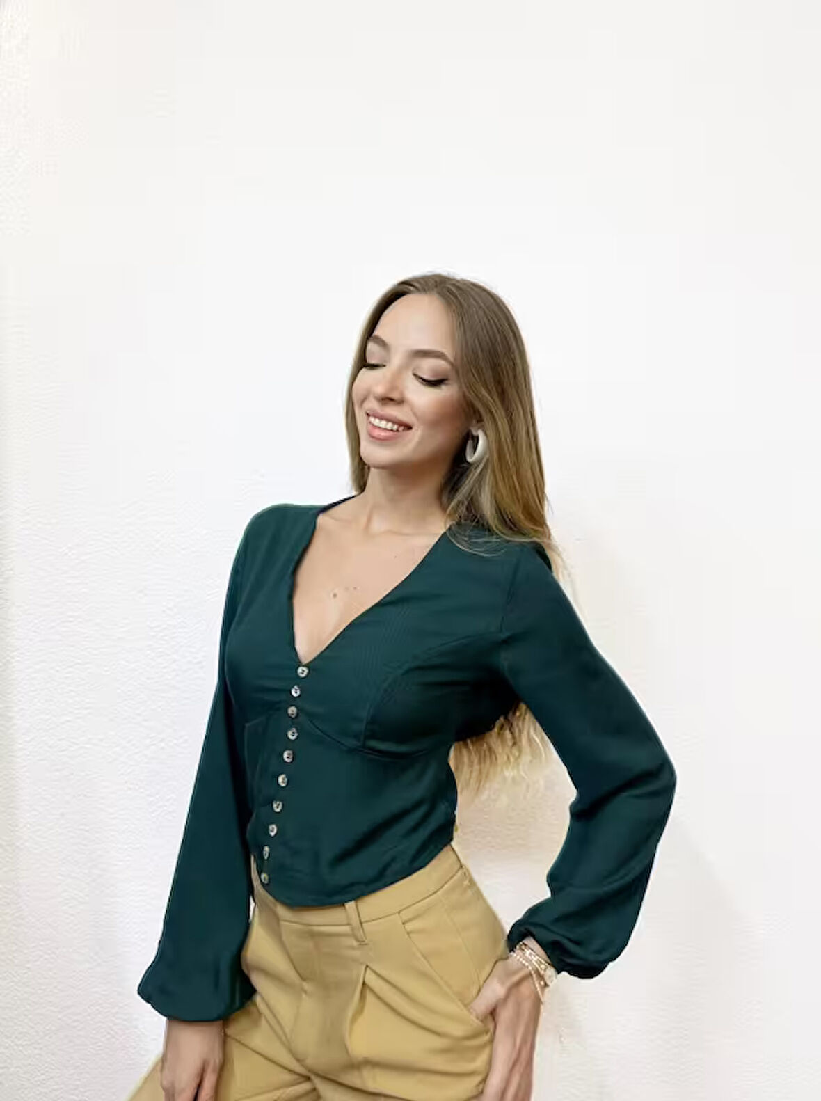 Proto Uzun Kol V Yaka bluz