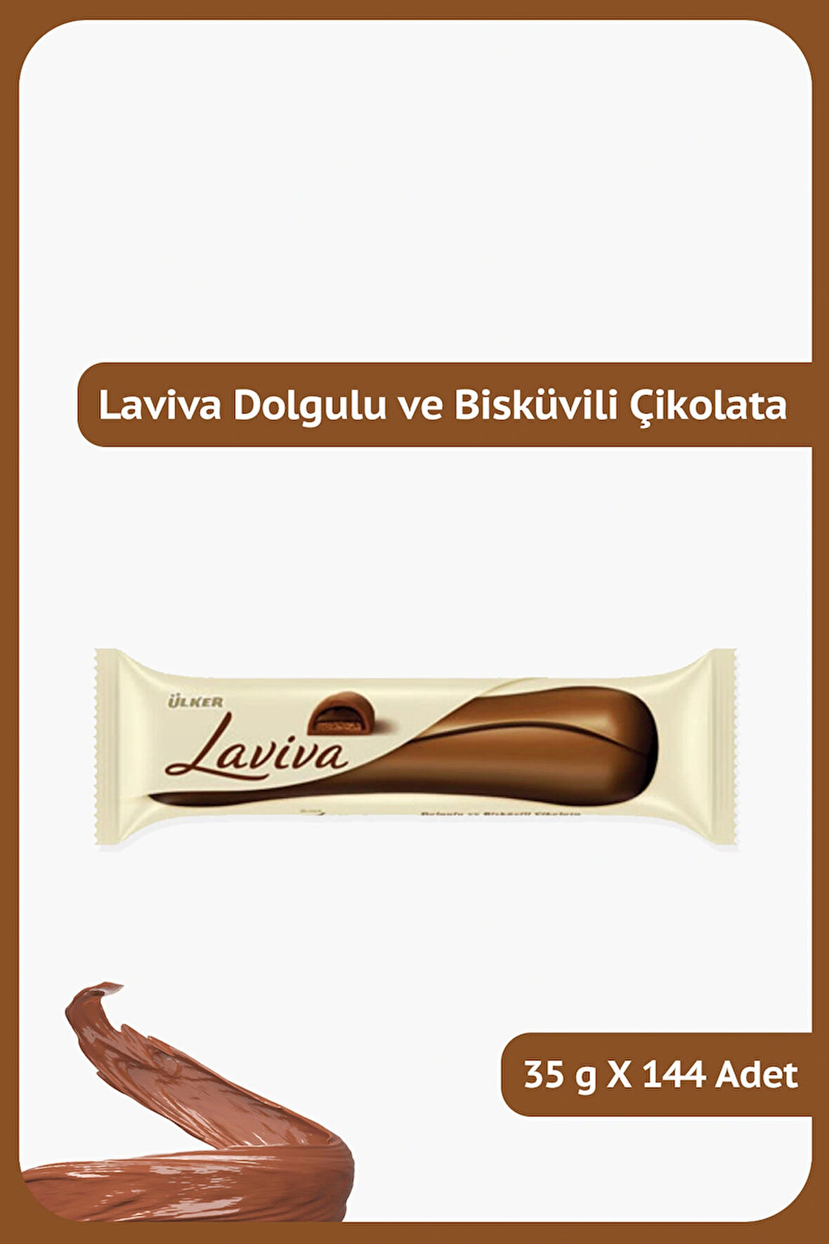 ÜLKER LAVİVA Sütlü Çikolata Dolgulu ve Bisküvili Çikolata - 35 gram - 144 Adet