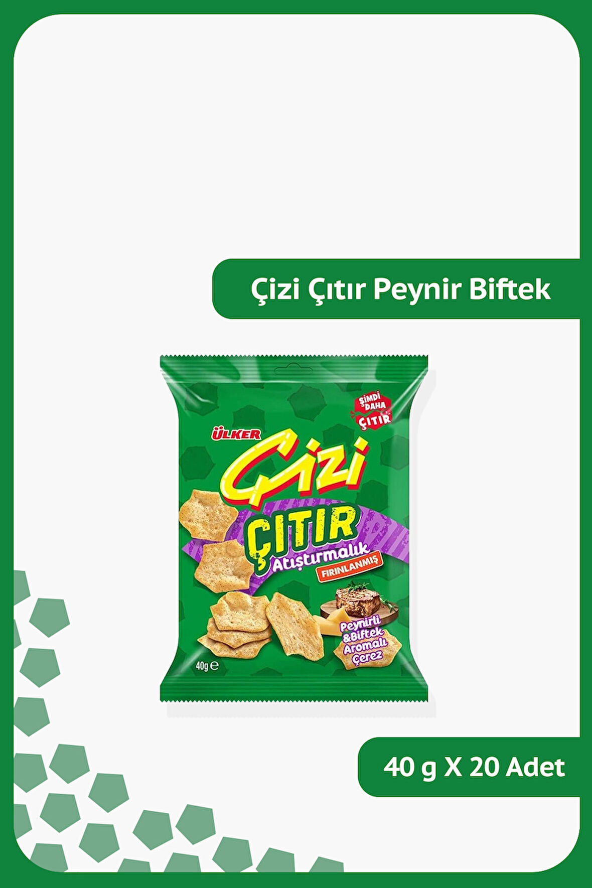 ÇİZİ ÇITIR Peynirli & Biftek Aromalı Çerez - Atıştırmalık - 40 gram - 20 Adet