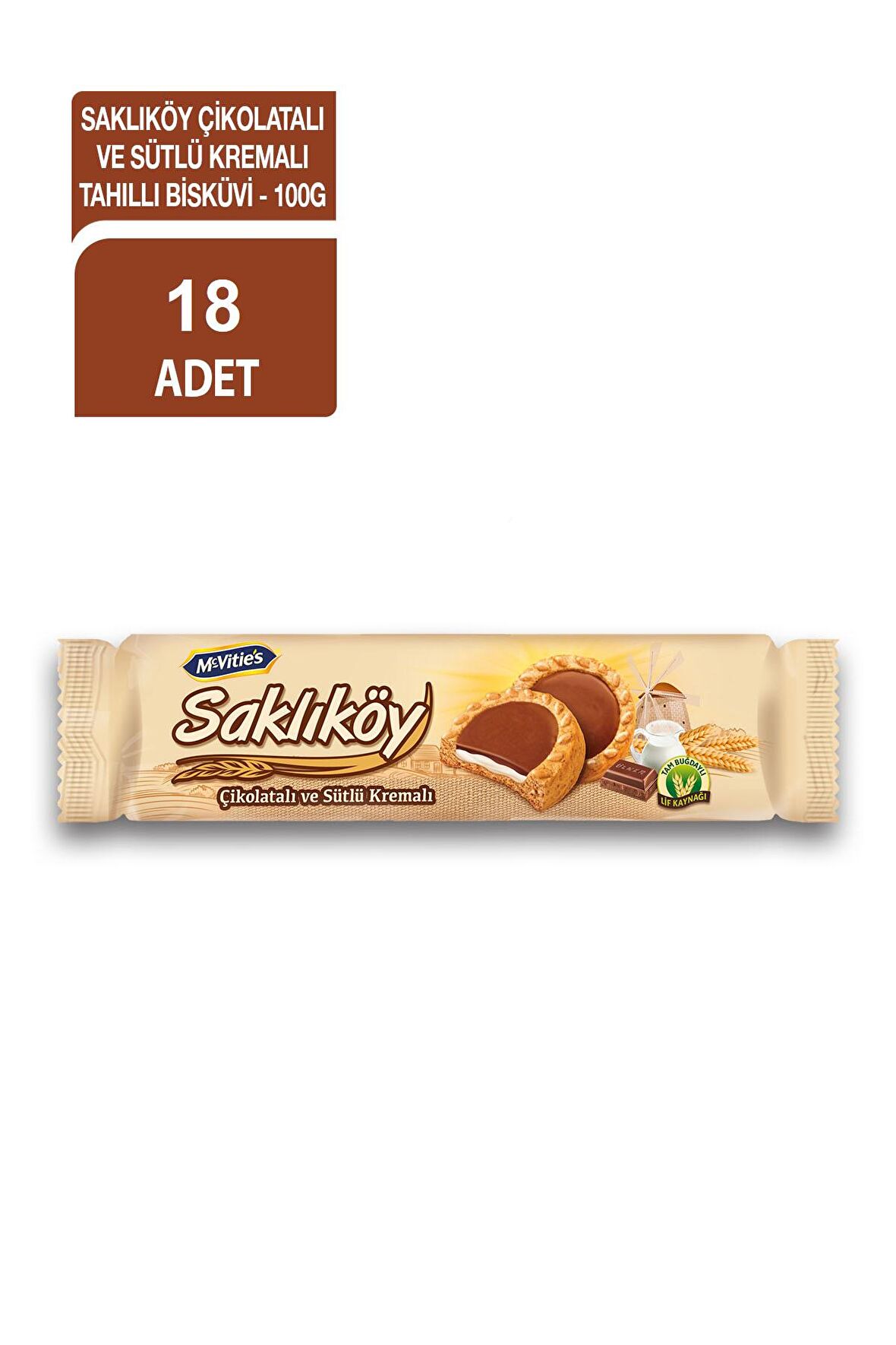 Ülker Saklıköy Çikolatalı Kremalı Bisküvi 100 Gr x 18 Adet