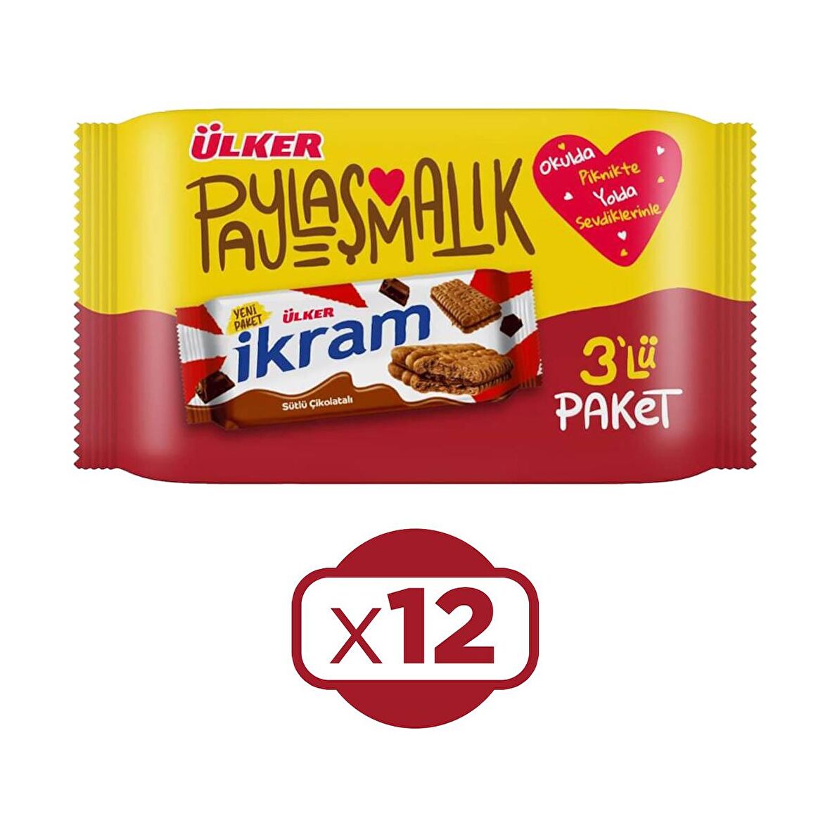 Ülker İkram Çikolata Kremalı Bisküvi 3x84 gr X 12 Adet
