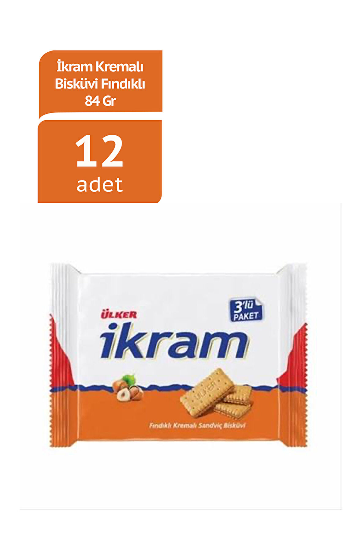 IKRAM KREMALI BİSKÜVİ FINDIKLI 3X84GR x12 ADET