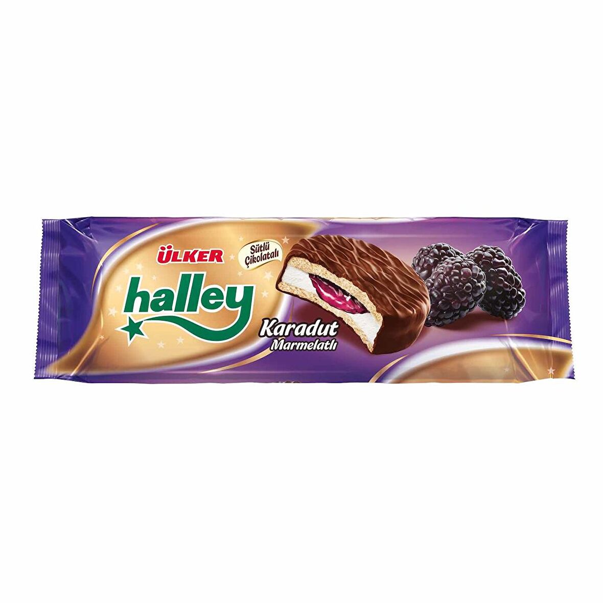 Ülker Halley Karadut Dolgulu Çikolatalı Bisküvi 236gr 12 Adet