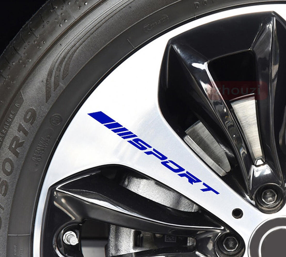 12CM Jant Sticker Yapıştırma Yazı Etiket 8 Adet Mavi