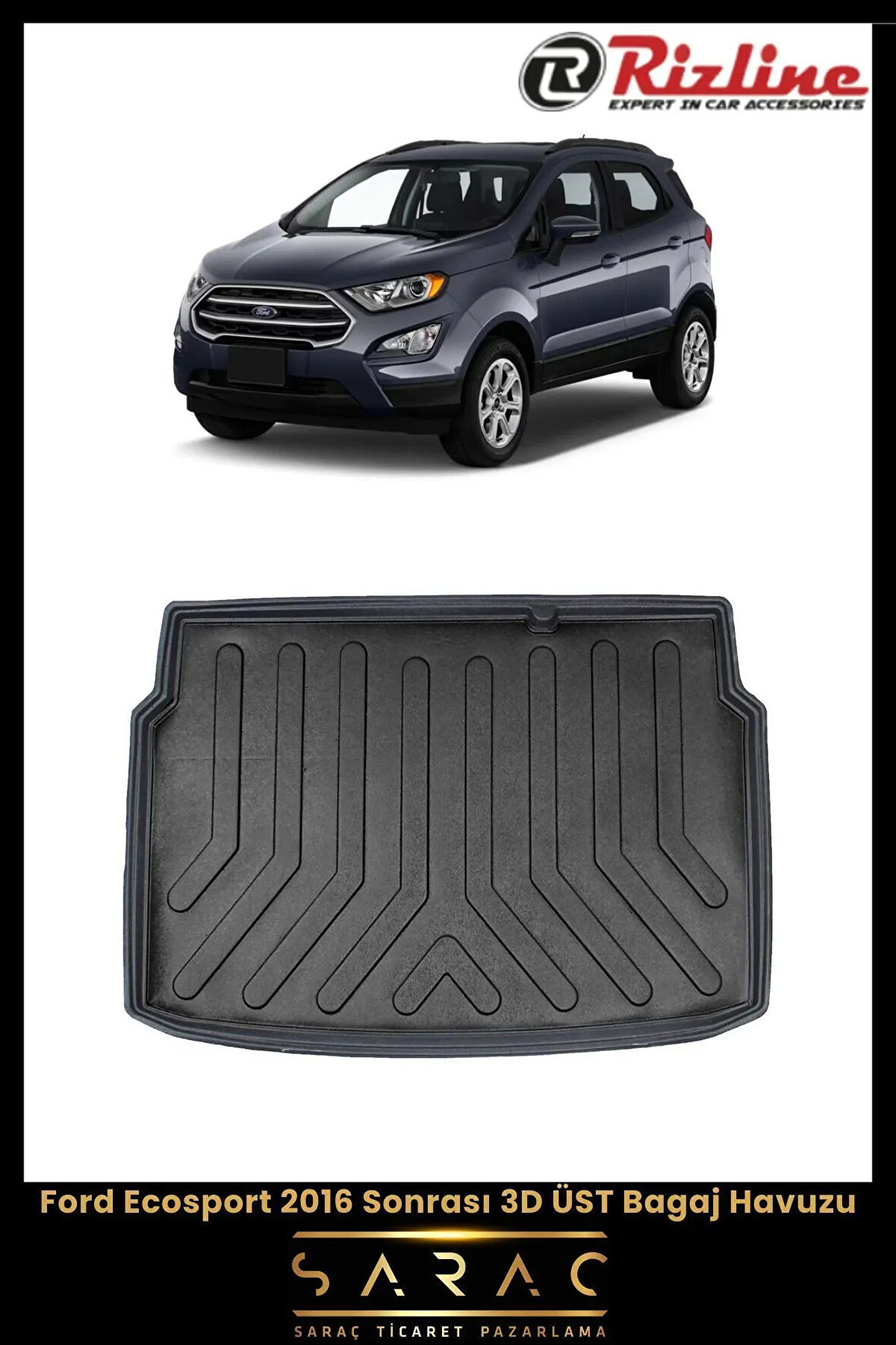 Rizline Ford Ecosport 2021 Model Üst 3D Bagaj Havuzu