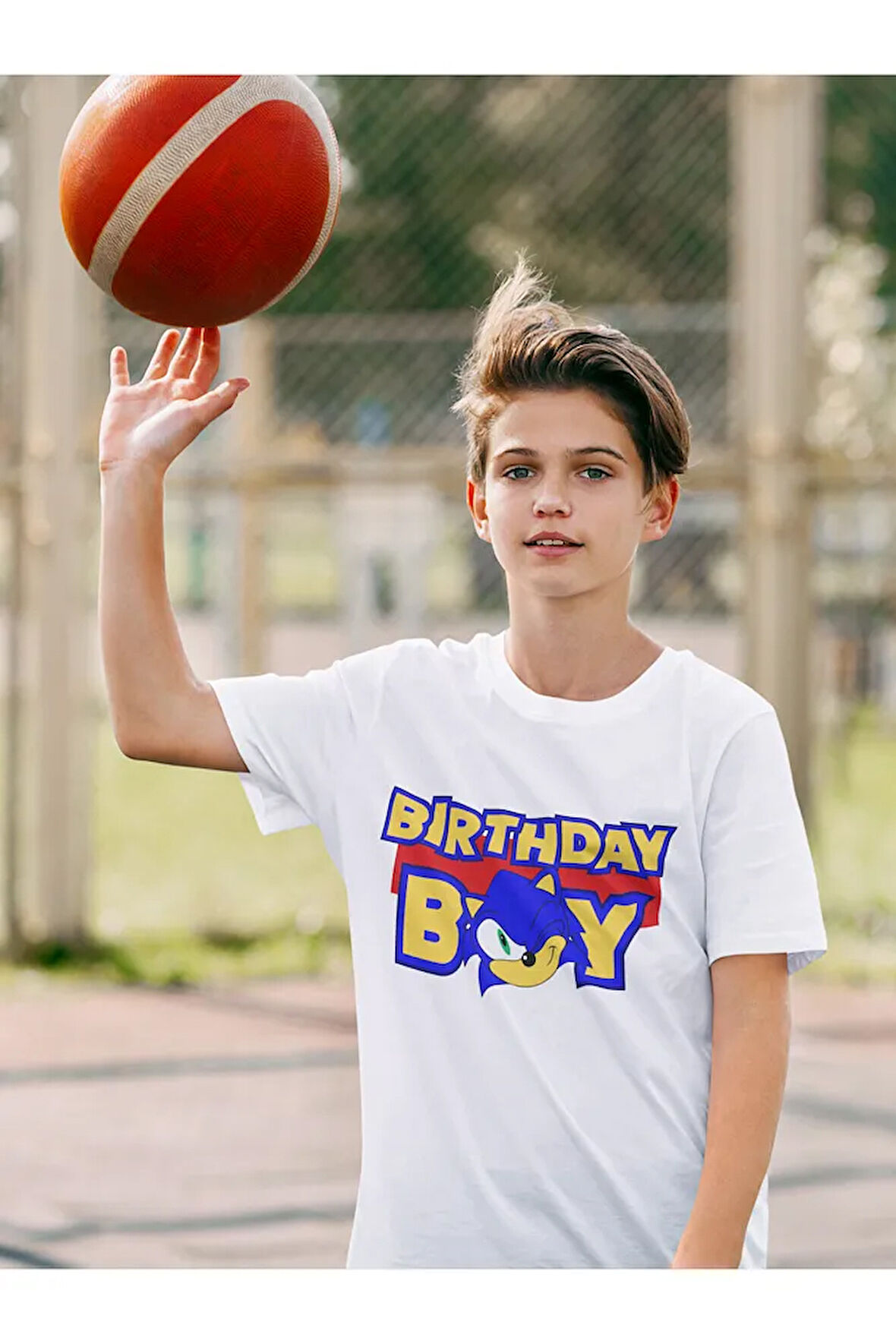 Doğum Günü Sonic Baskılı Unisex Çizgi Film Çocuk Tişört (1-12 Yaş)