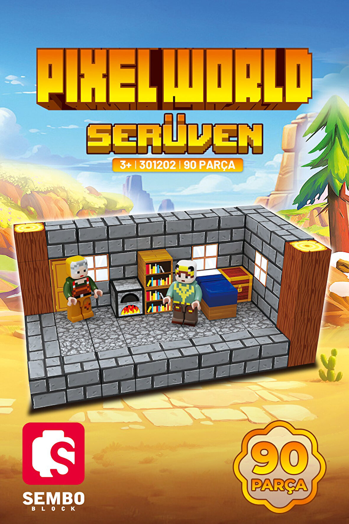 Sembo Block PixelWorld Serüven Manyetik Mıknatıslı Yapı Bloğu Seti 90 Parça