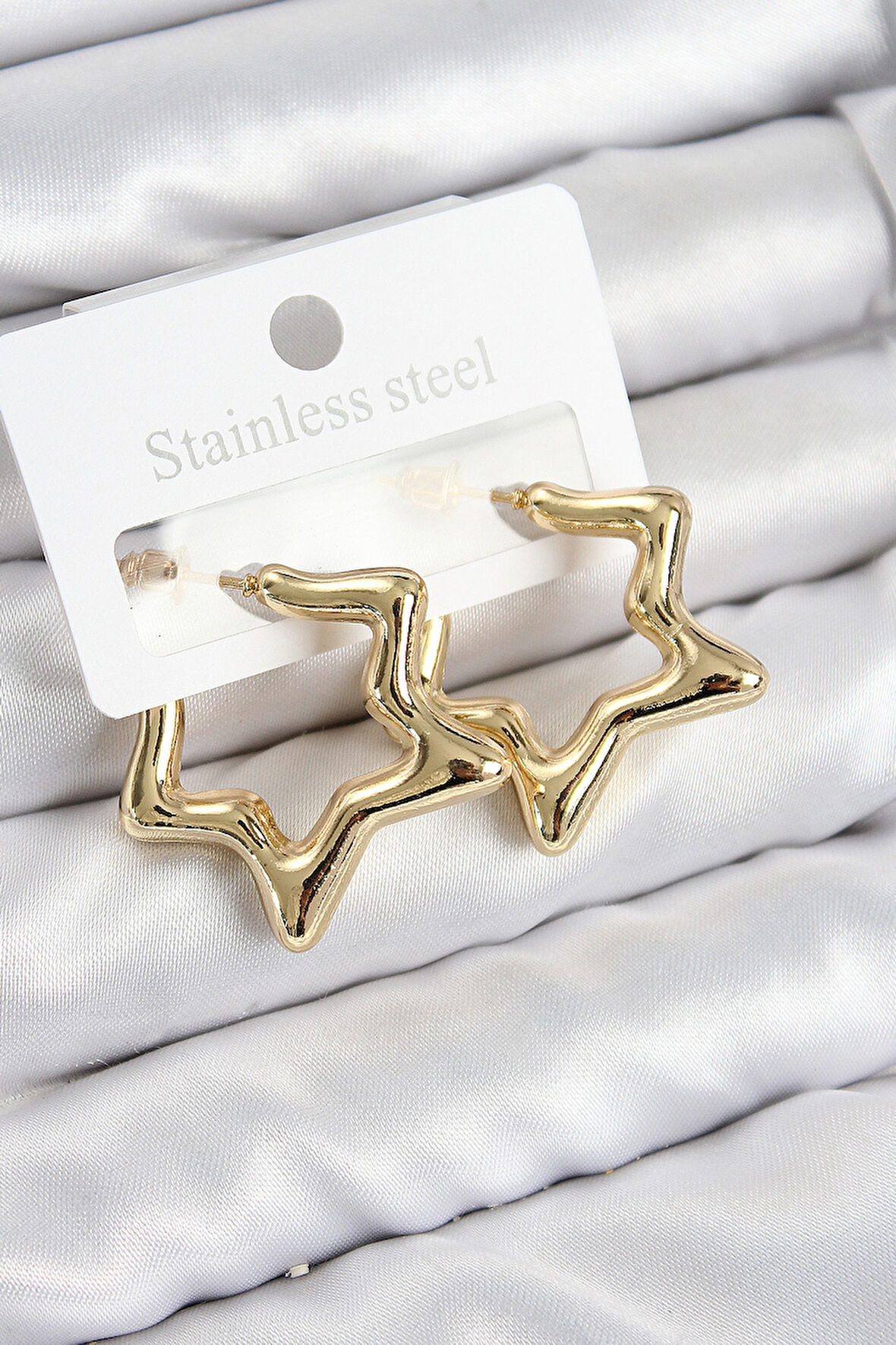 Pirinç Yıldız Model Gold Renk Kadın Küpe