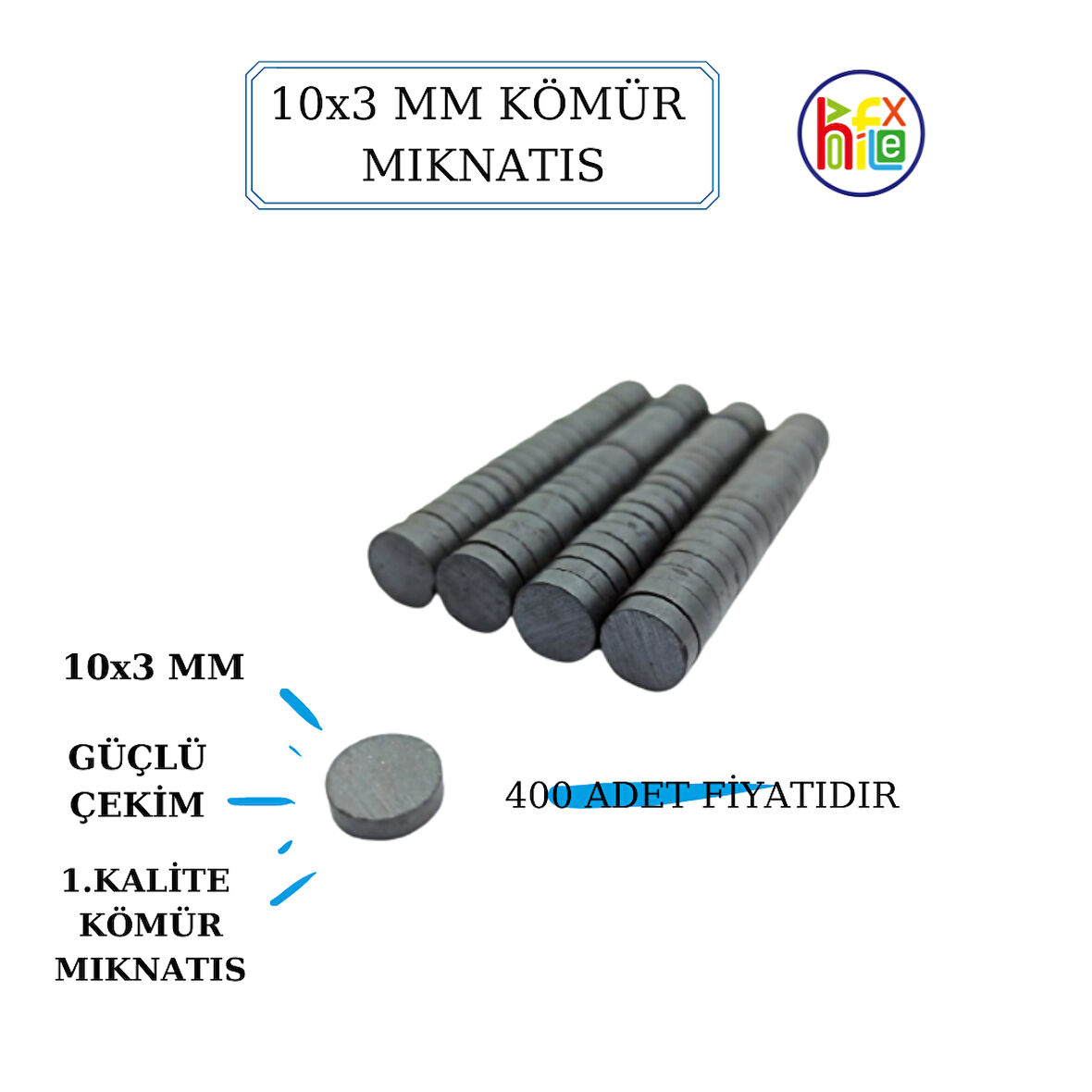 FERRİT KÖMÜR MIKNATIS 10MM X 3 MM  (400 ADET)