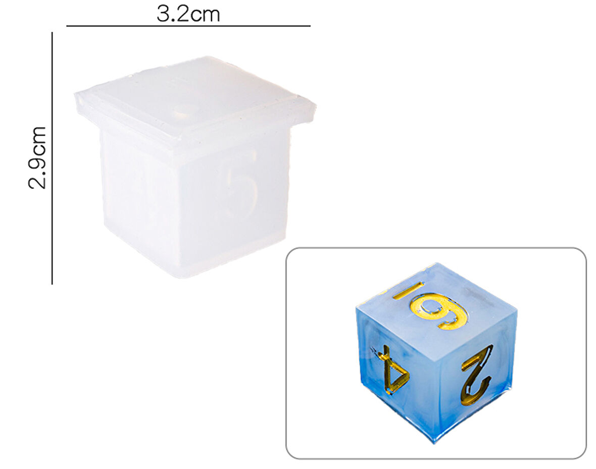 EPOKSİ REÇİNE KALIP UV REÇİNE İTHAL BÜYÜK ZAR OYUN KOLYE KÜPE SİLİKON KALIP HB4021-0076