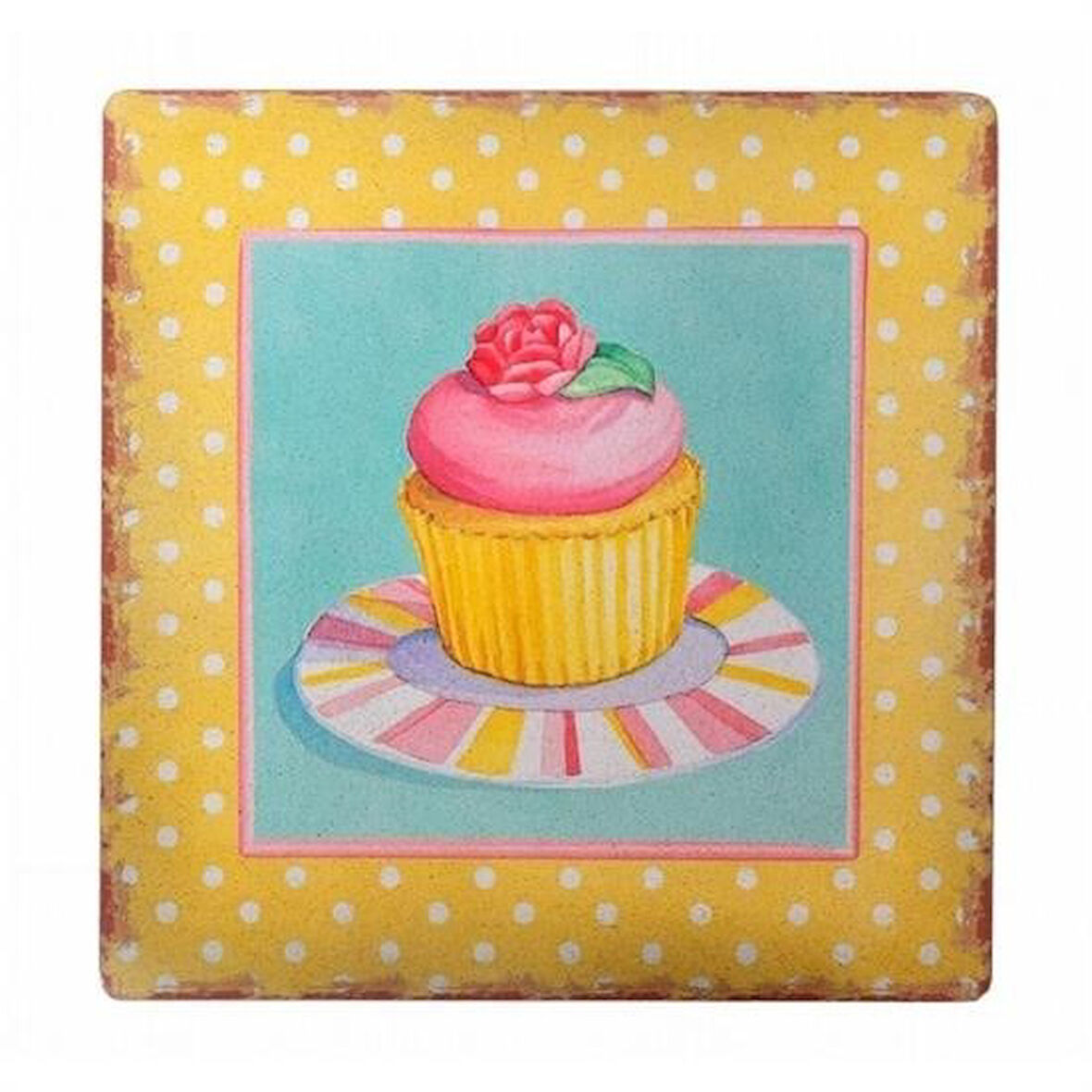 By Nevser® Decotown Duvar Panosu 40*40 Cup Cake Muffin Motifli Duvar Süsü