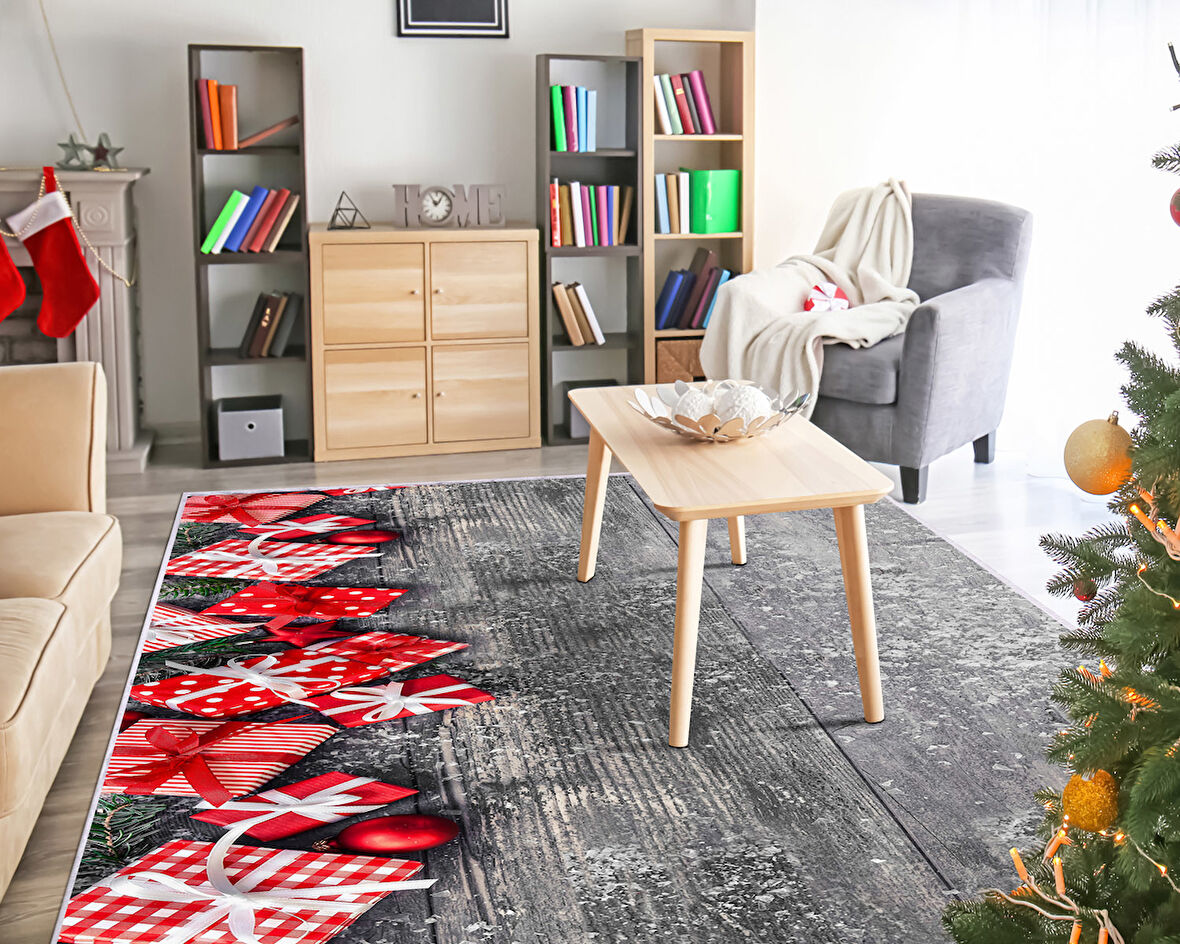 Dekoreko İnci Christmas Halı Saçaksız Chr-1