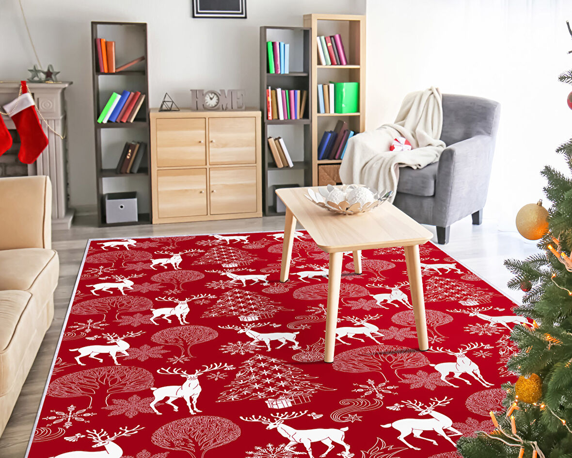 Dekoreko İnci Christmas Halı Saçaksız Chr-3