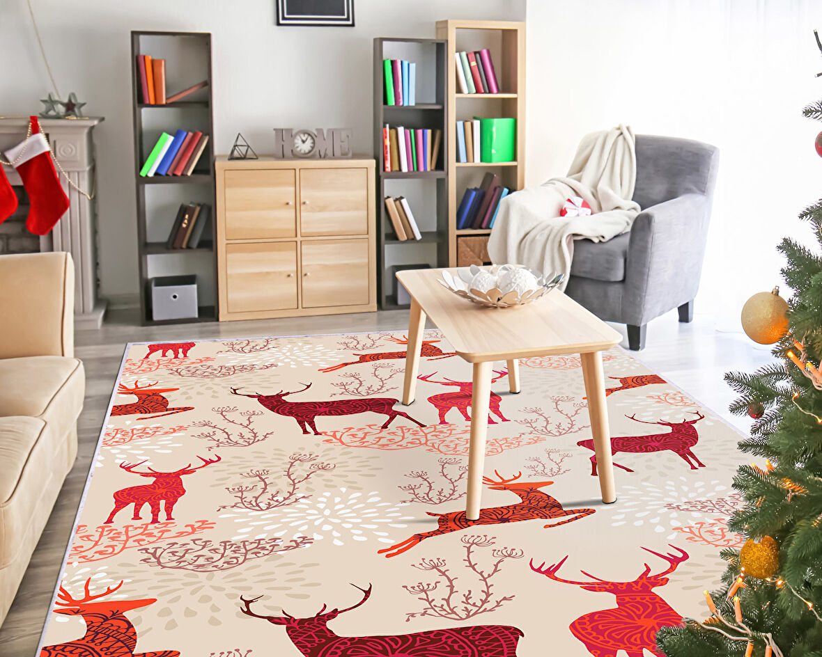 Dekoreko İnci Christmas Yolluk Halı Saçaksız Chr-4