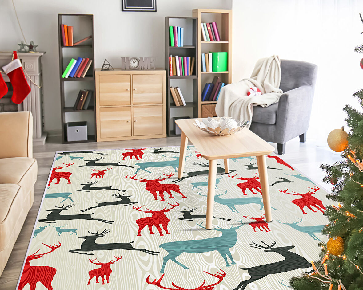 Dekoreko İnci Christmas Halı Saçaksız Chr-7