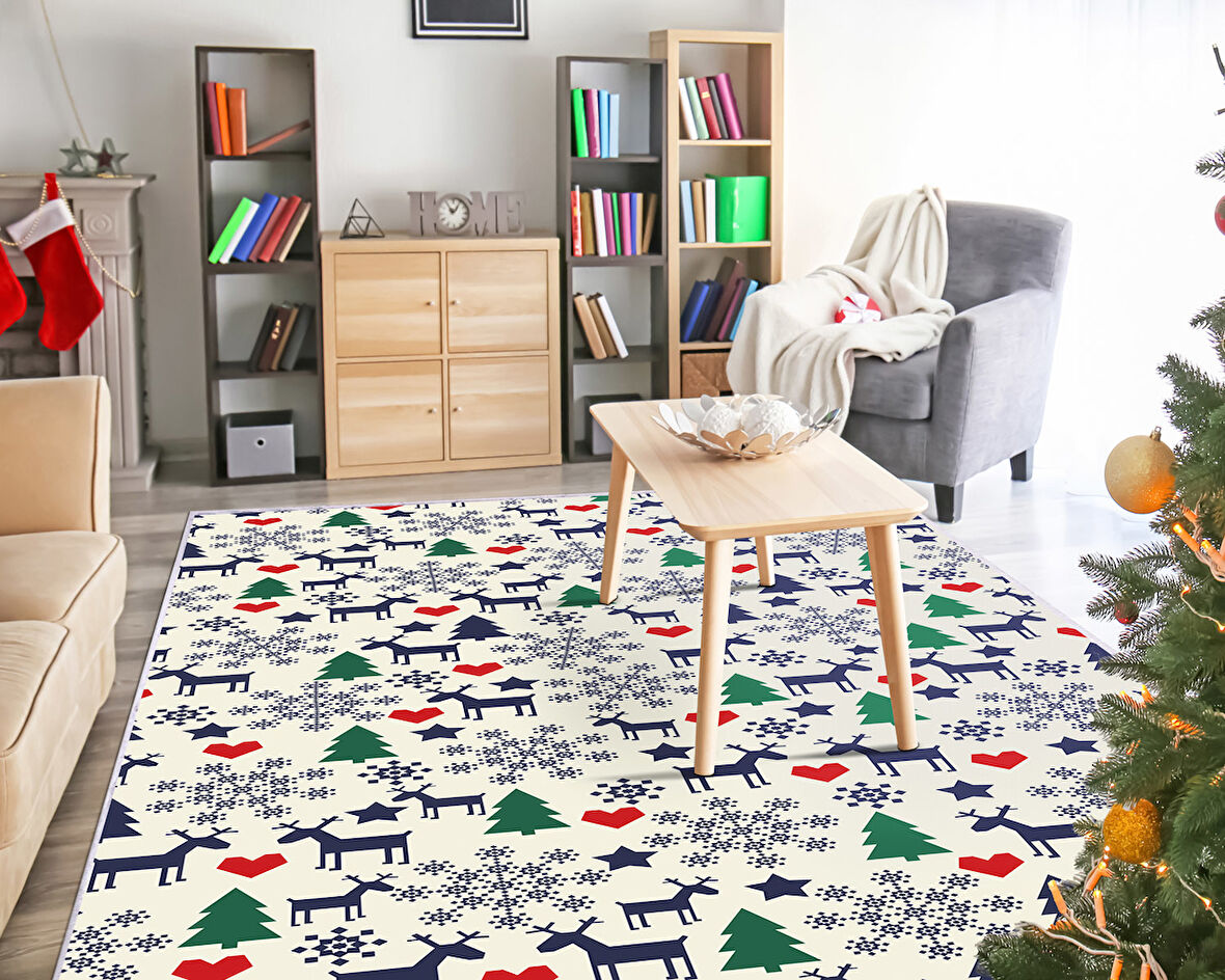 Dekoreko İnci Christmas Halı Saçaksız Chr-10