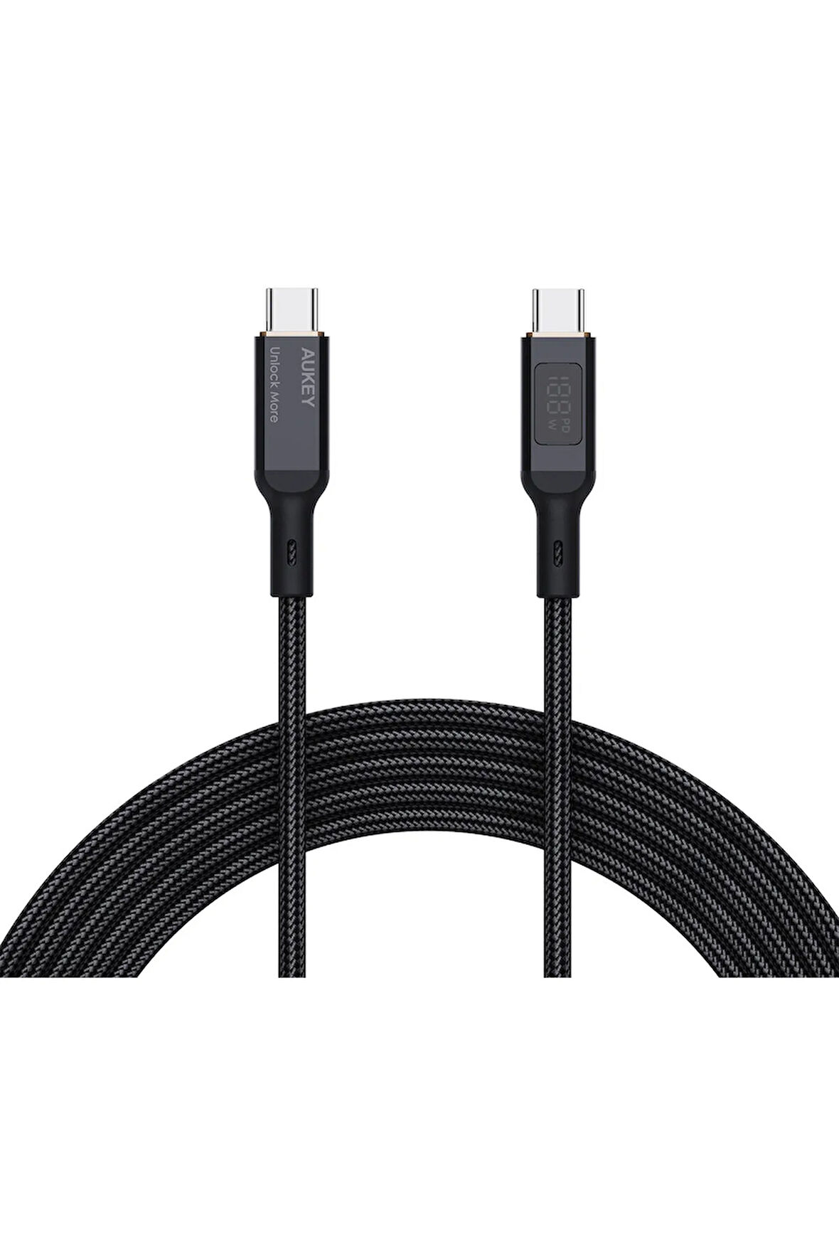 CB-MCC102-BK 100W Naylon Örgülü 5A 480Mbps Type-C Type-C LCD Ekranlı Kablo 1.8M Uyumlu