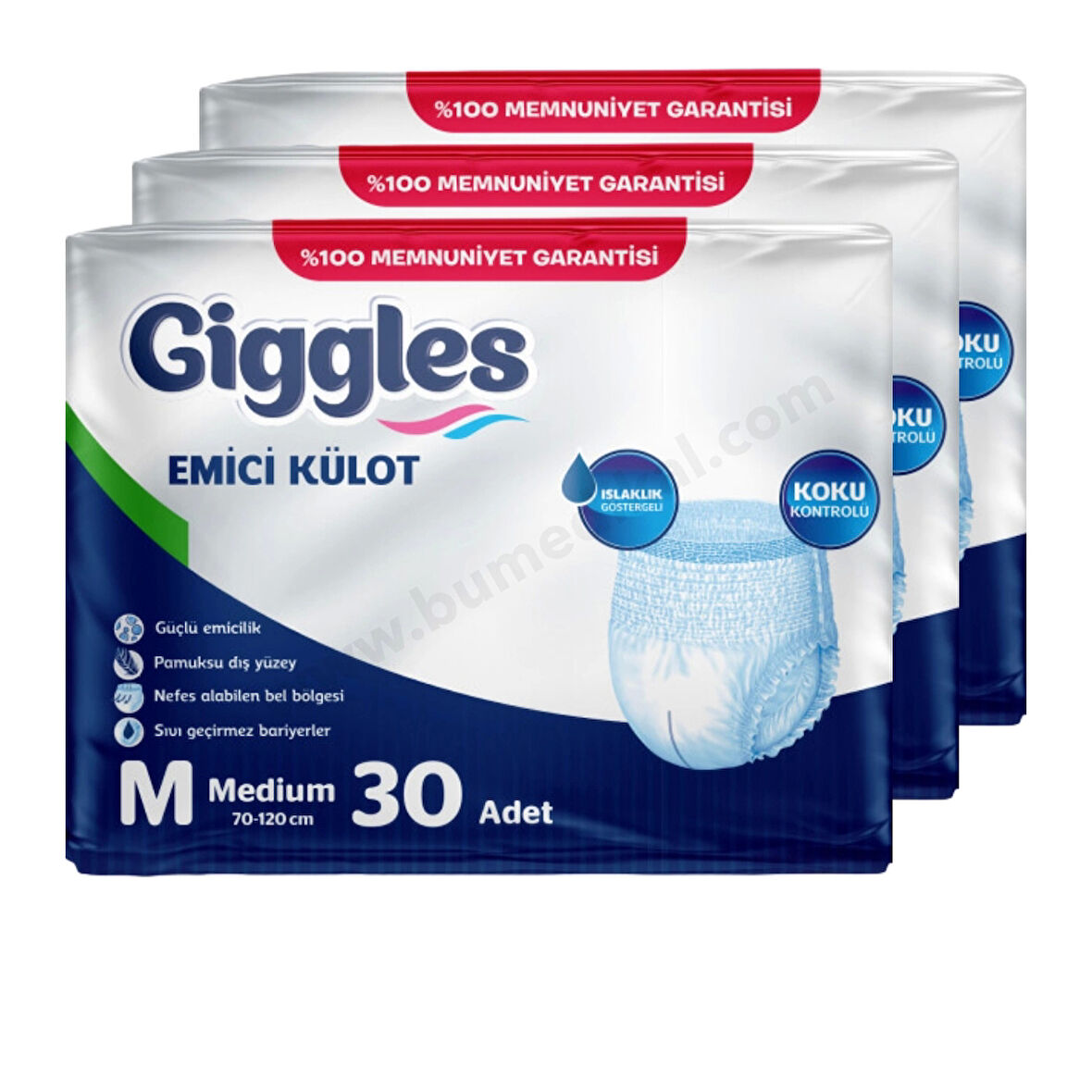 Giggles Emici Külot Medium (M) Hasta Bezi | 90 Adet - 3 Paket