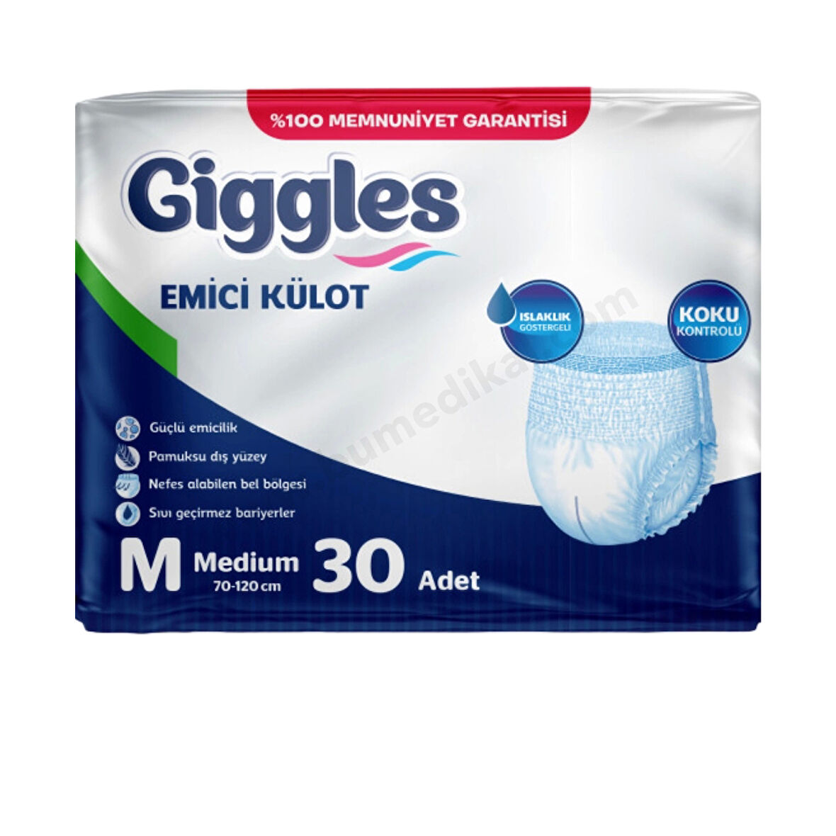 Giggles Emici Külot Medium (M) Hasta Bezi | 30 Adet - 1 Paket