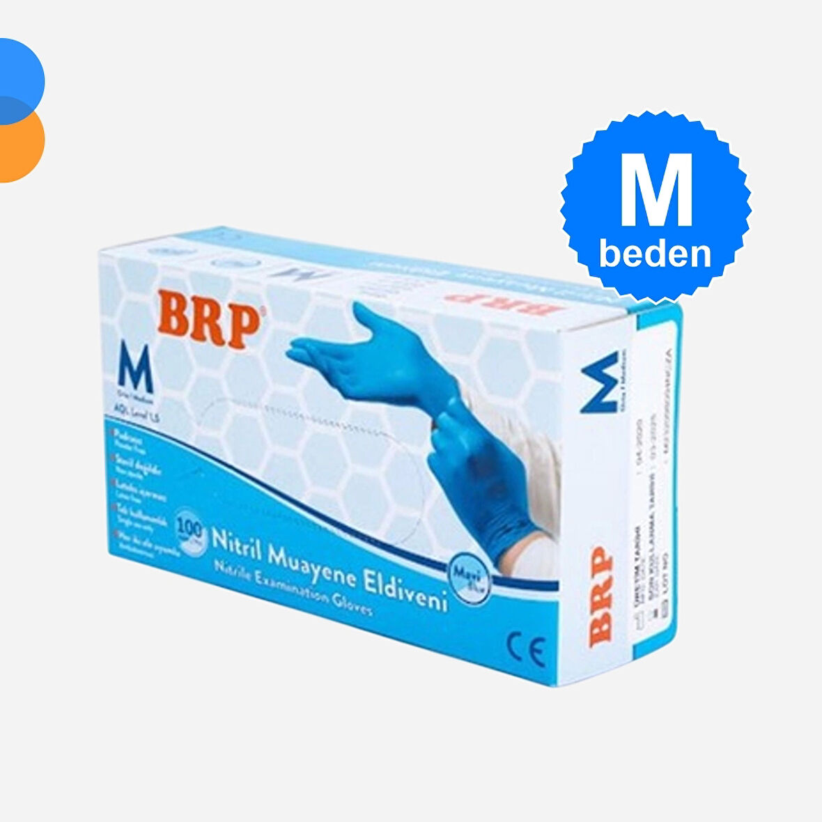 Mavi Muayene Nitril Eldiven Pudrasız Medium (M) 100'lü Kutu