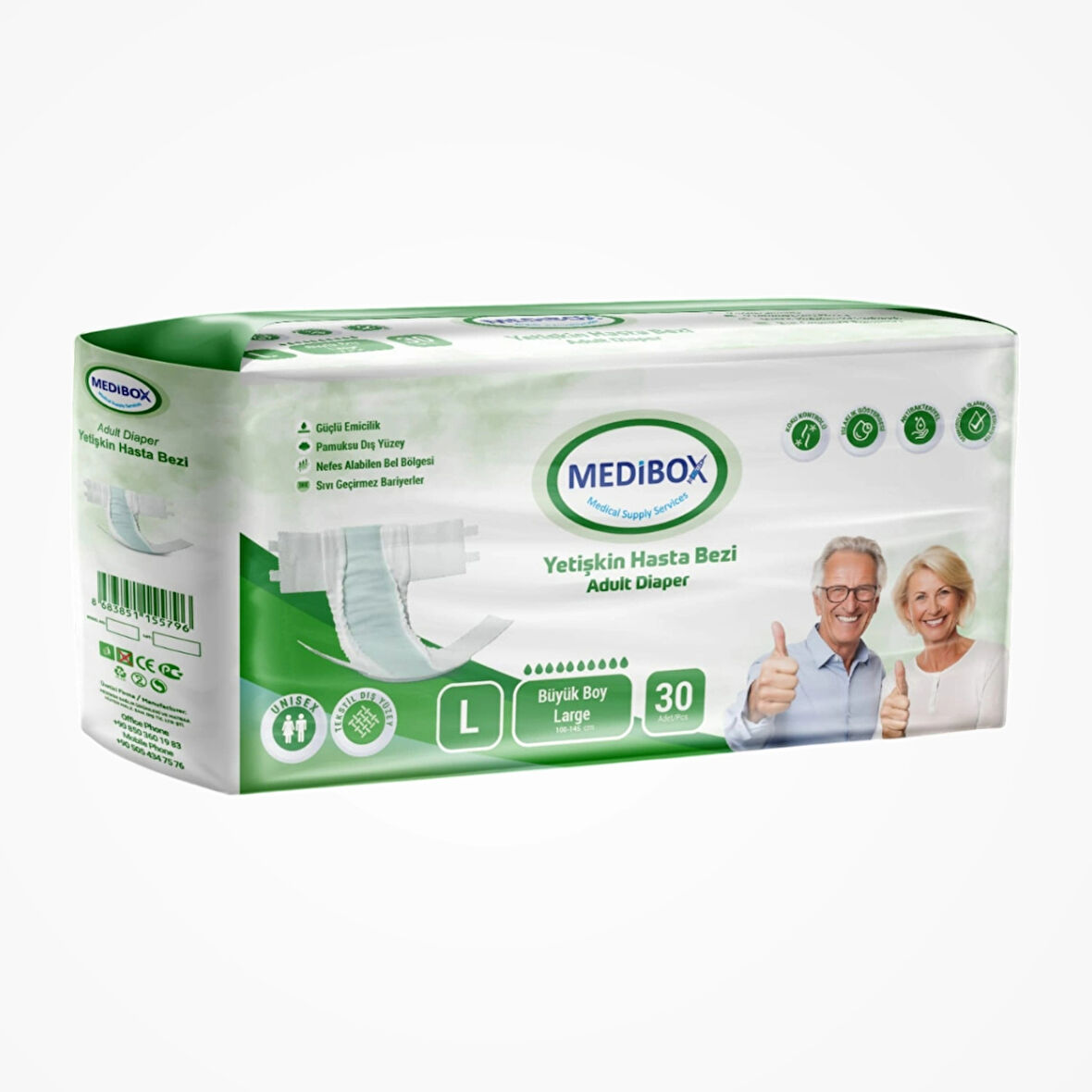 Medibox Yetişkin Bel Bantlı Hasta Bezi (L) Large | 30 Adet