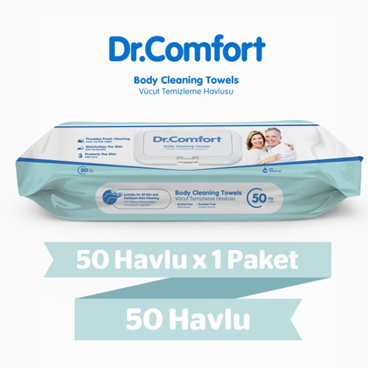 Dr Comfort Vucüt Temizleme Havlusu 50'li Paket - Kapaklı