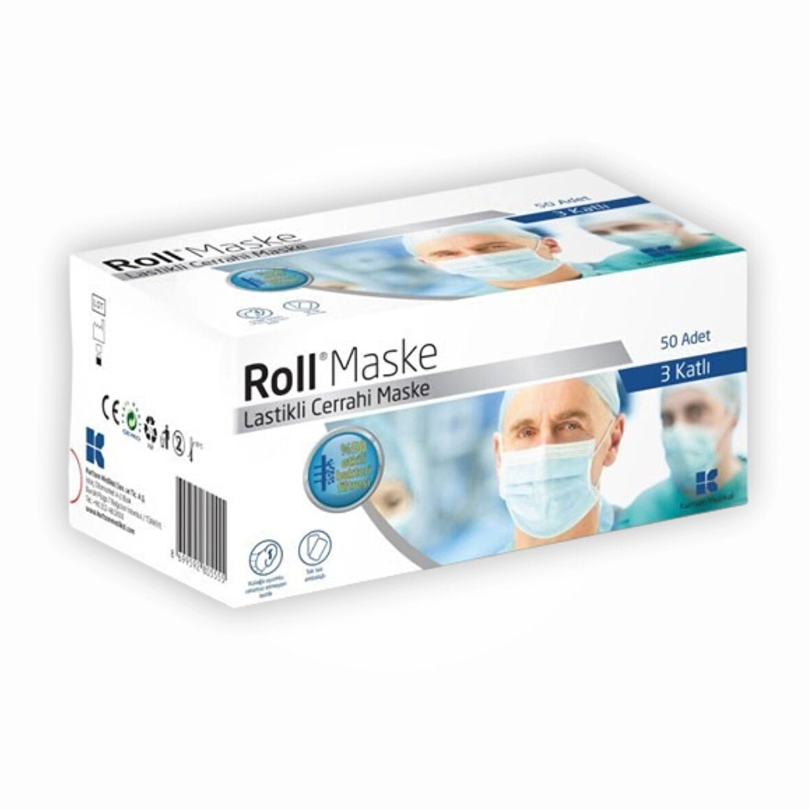 Roll Steril Maske Lastikli (3 Katlı) 50'li Kutu - 1 Kutu