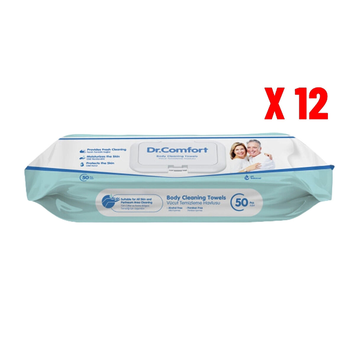 Dr Comfort Vucüt Temizleme Havlusu 50'li x 12 Paket