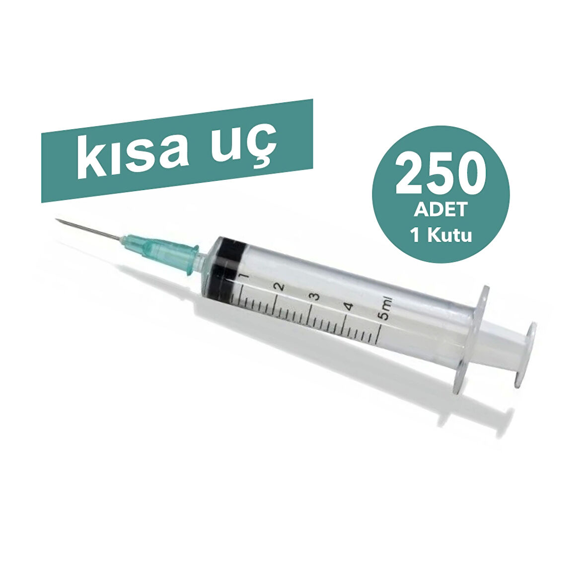 Genject 5cc Enjektör 3P (21G/16mm) Kısa İğneli Yeşil 250'li Kutu