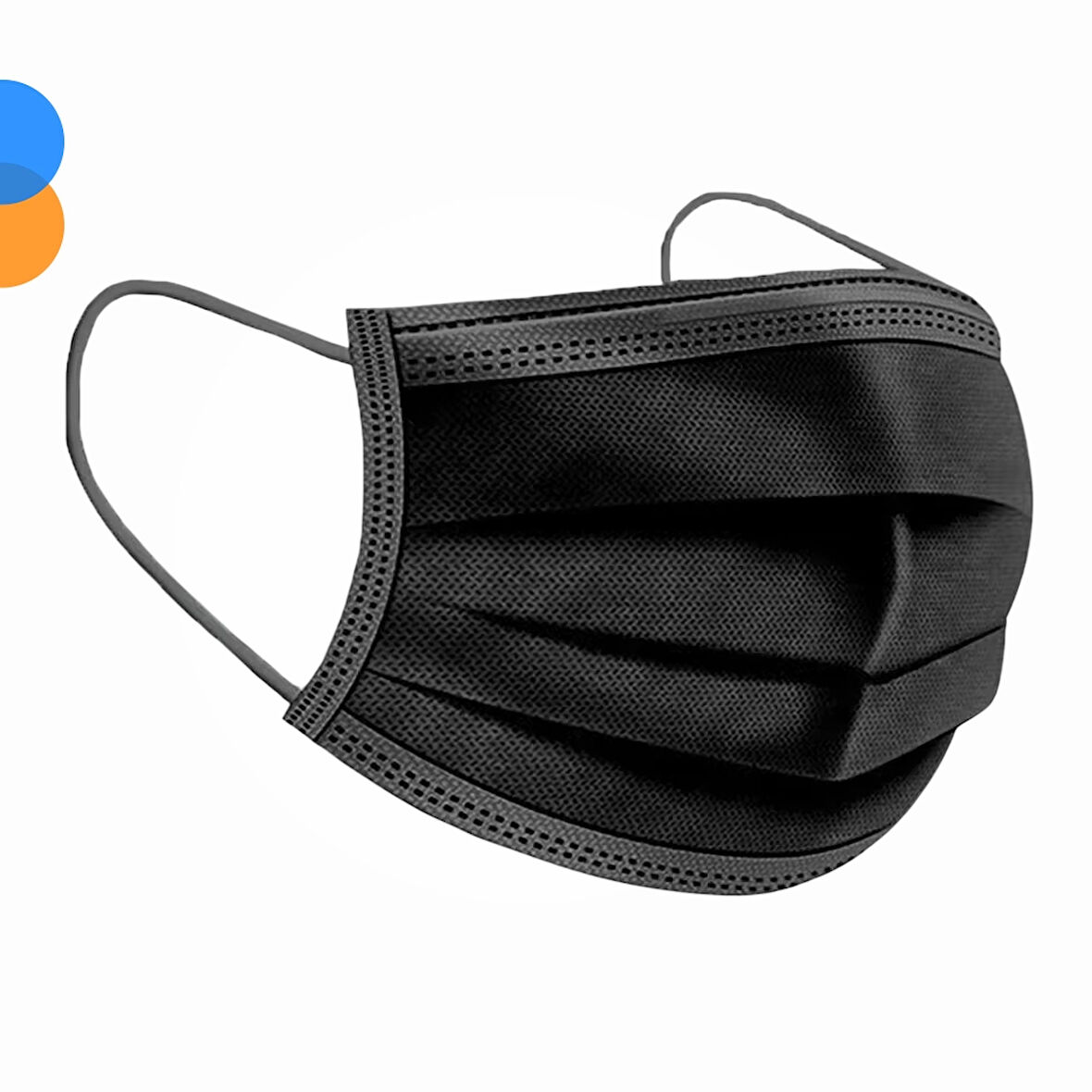 Medikal Tek Kullanımlık Maske 3 Katlı Telli Meltblown Filtreli 50'li Kutu - Siyah