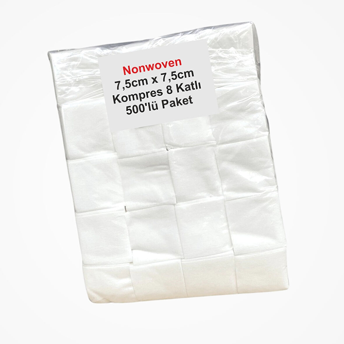 NonSteril Nonwoven (Yüksek Emicili) 7,5cm x 7,5cm Kompres 8 Katlı - 500'lü Paket