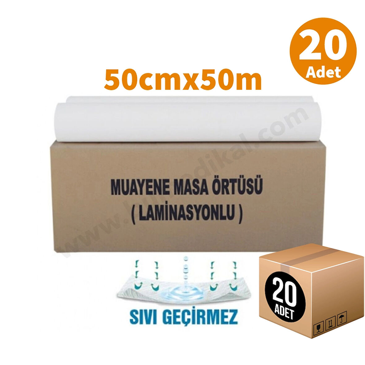 Muayene Masa Örtüsü Lamineli (Sıvı Geçirmez) 50x50 Metre Rulo - 20 Adet