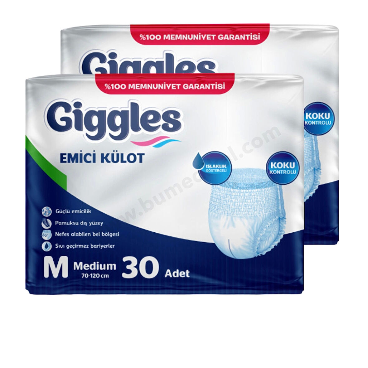 Giggles Emici Külot Medium (M) Hasta Bezi | 60 Adet - 2 Paket