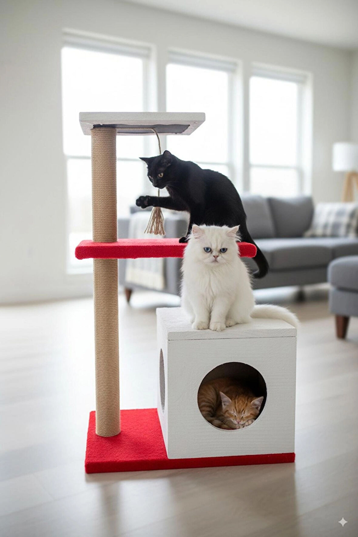 Catoys Çok Fonksiyonlu Kedi Evi Kırmızı