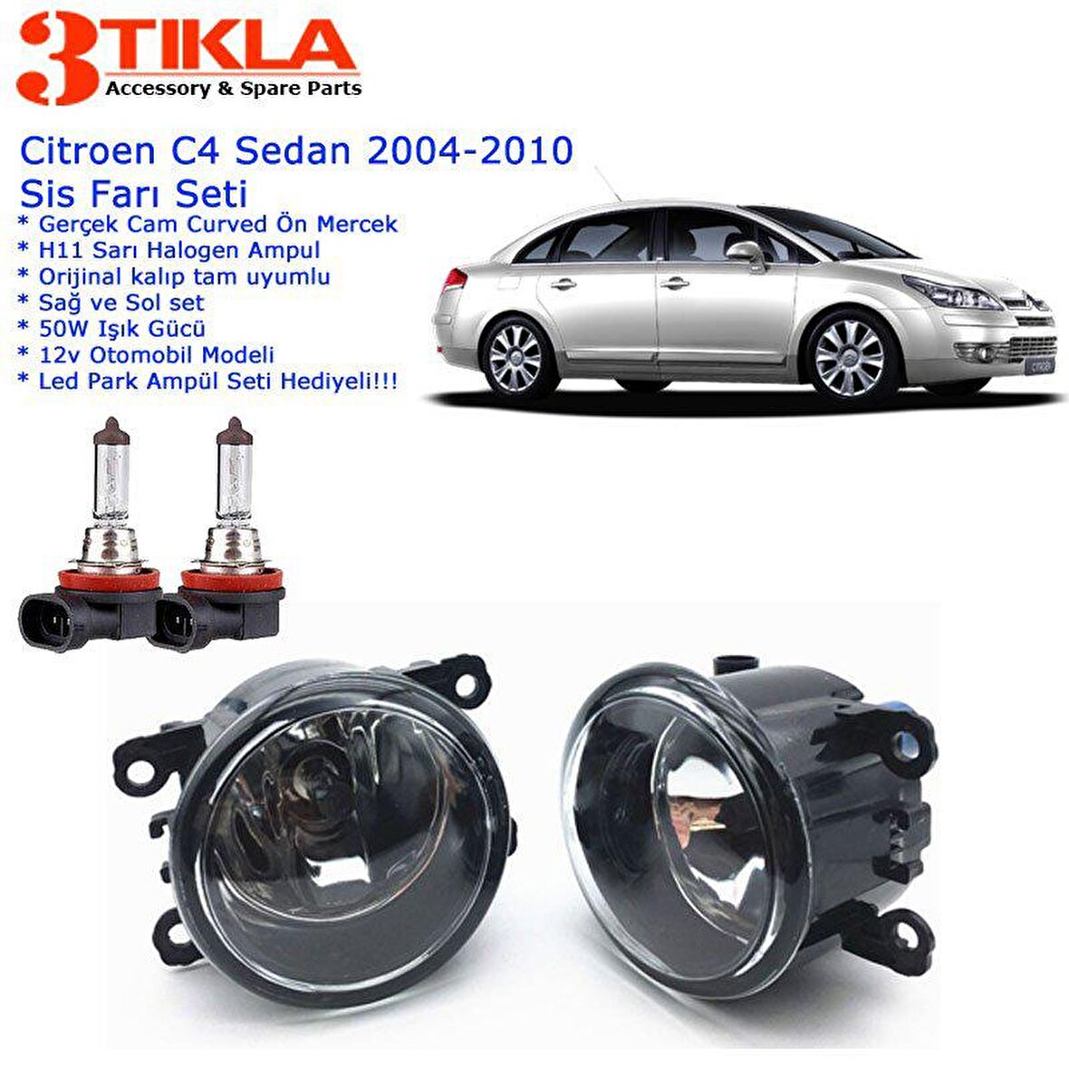 Citroen C4 2004-2010 Sis Farı Set Oem: 8200074008