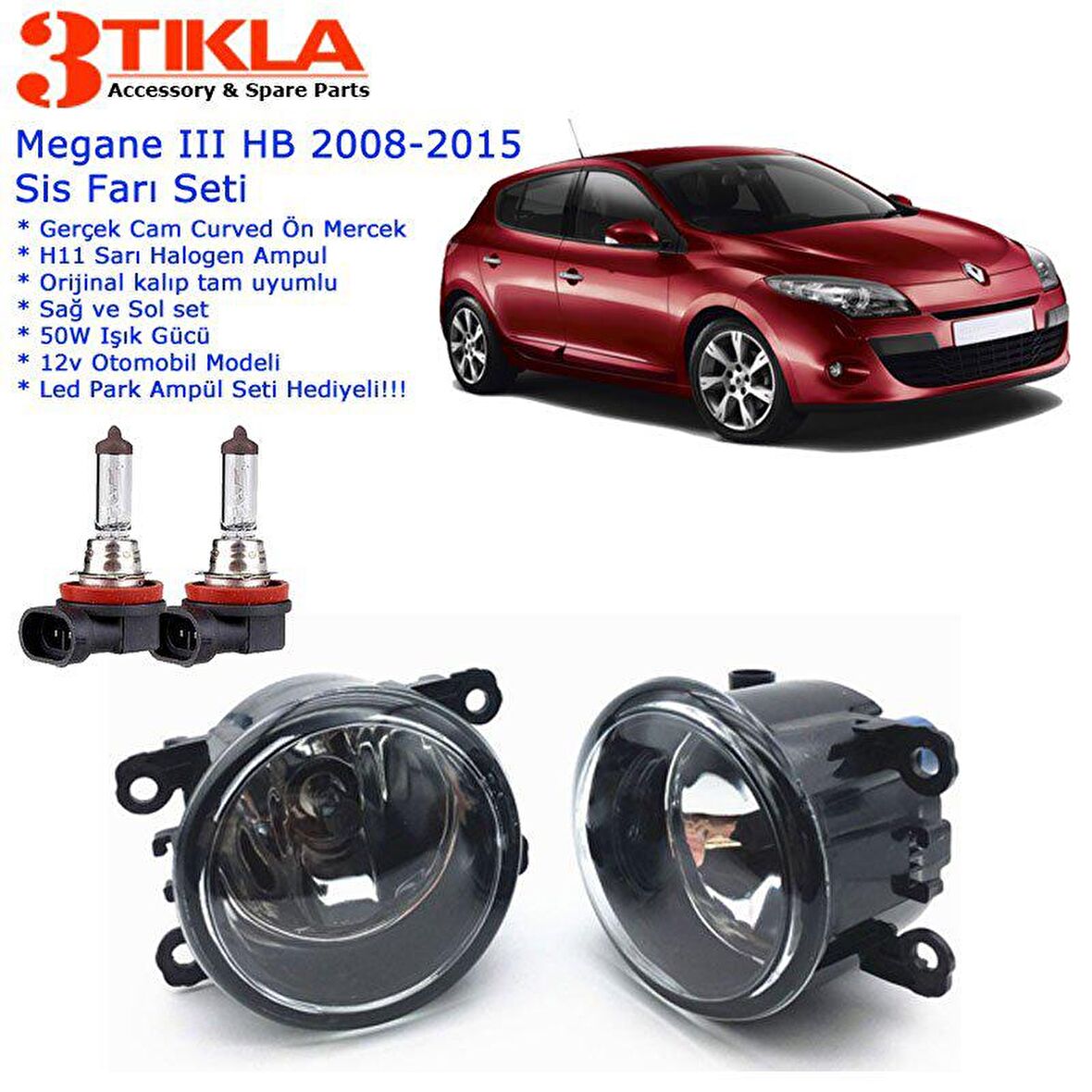 Renault Megane III HB 2006-2015 Sis Farı Set Oem: 8200074008