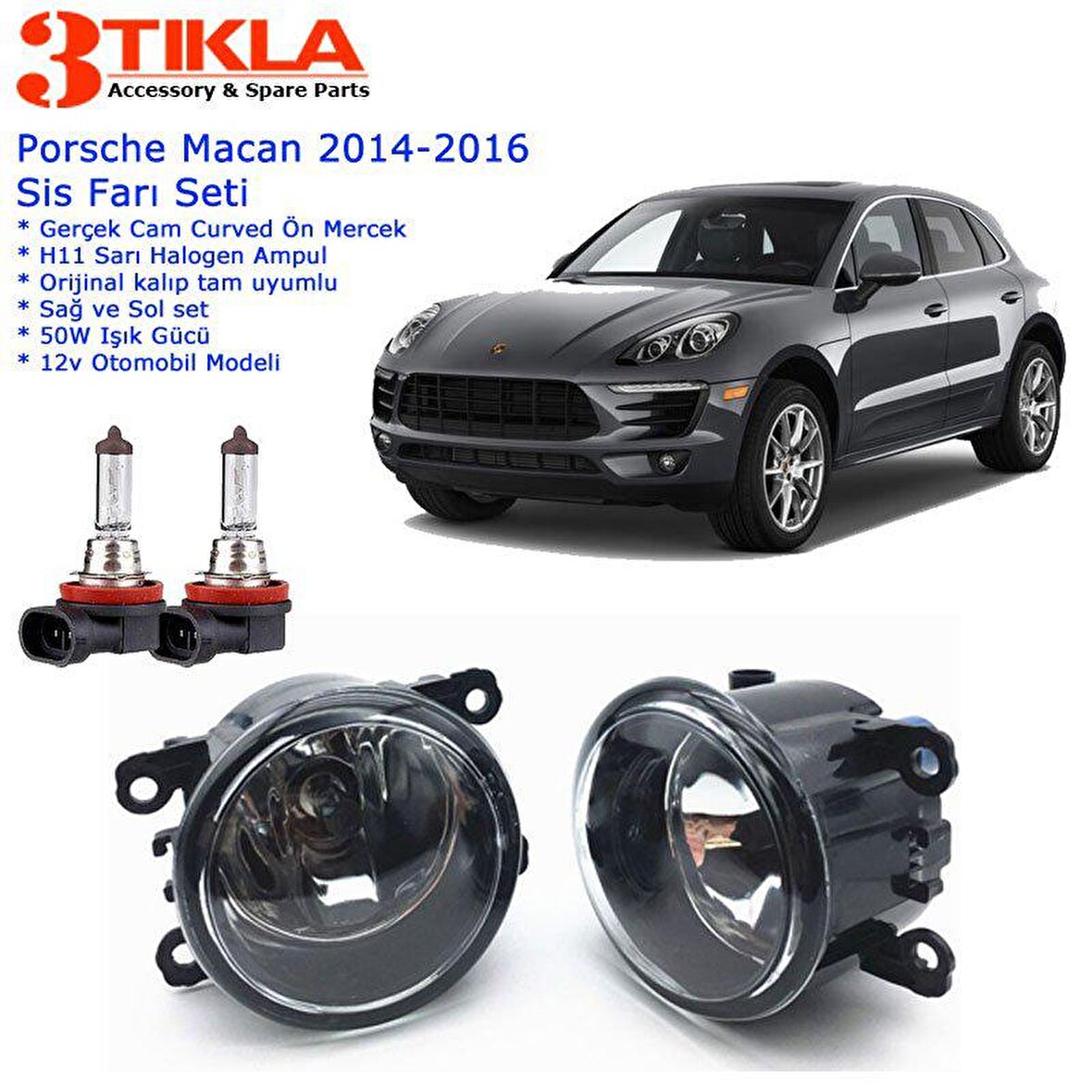 Porsche Macan 2014-2016 Sis Farı Set  Oem:  8200074008