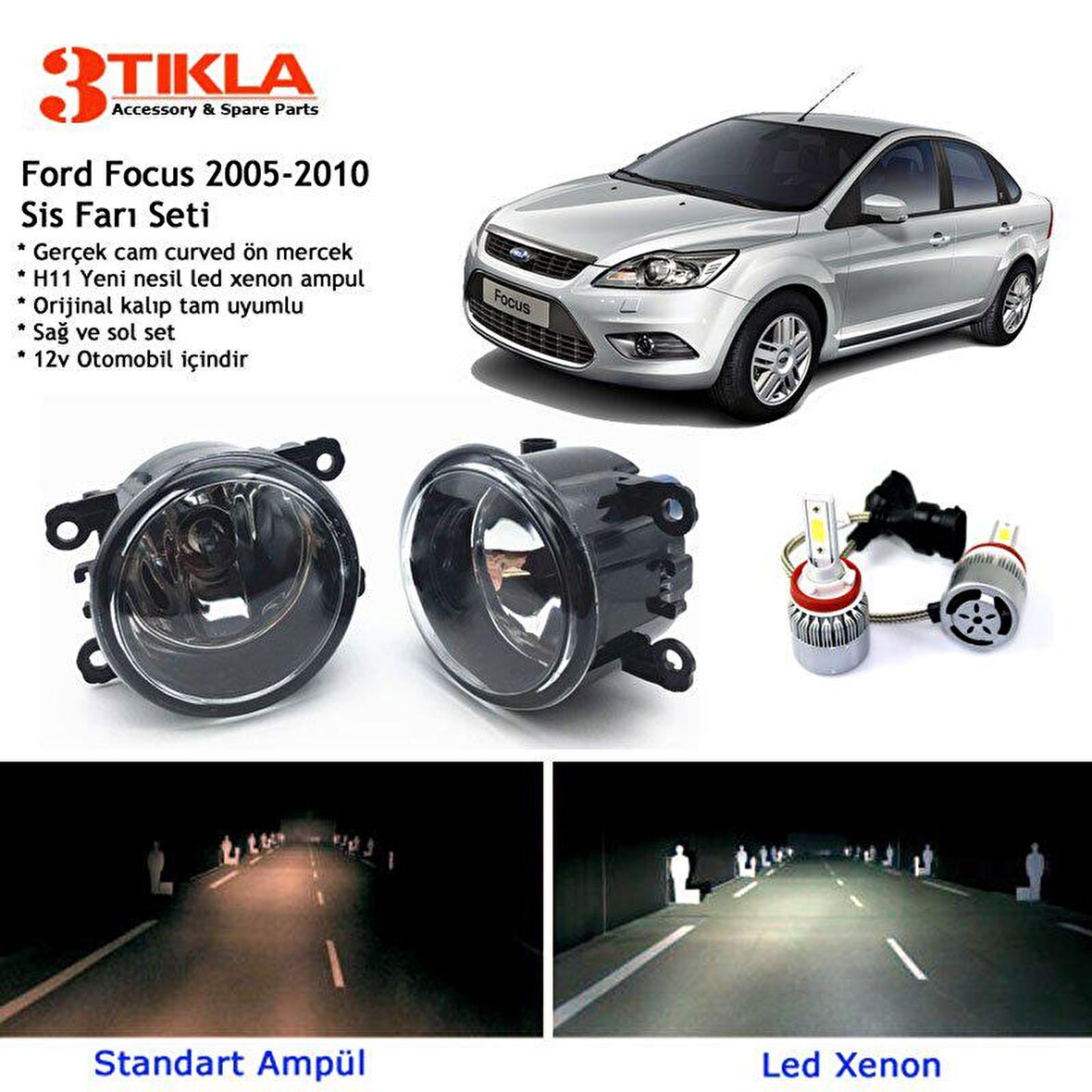Focus 2008-2010 Beyaz Led Xenon Sis Farı Seti