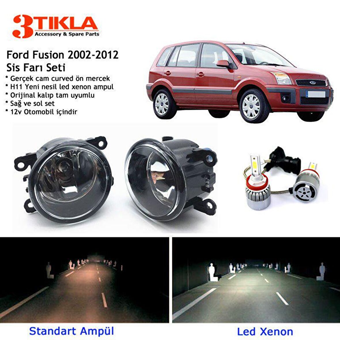 Fusion 2002-2012 Beyaz Led Xenon Sis Farı Seti