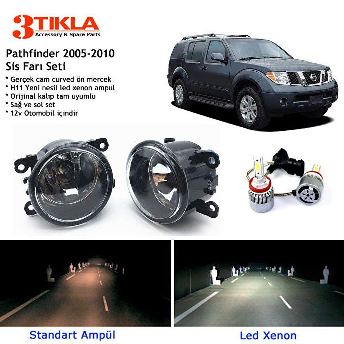 Nissan Pathfinder 2005-2010 Beyaz Led Xenon Sis Farı Seti