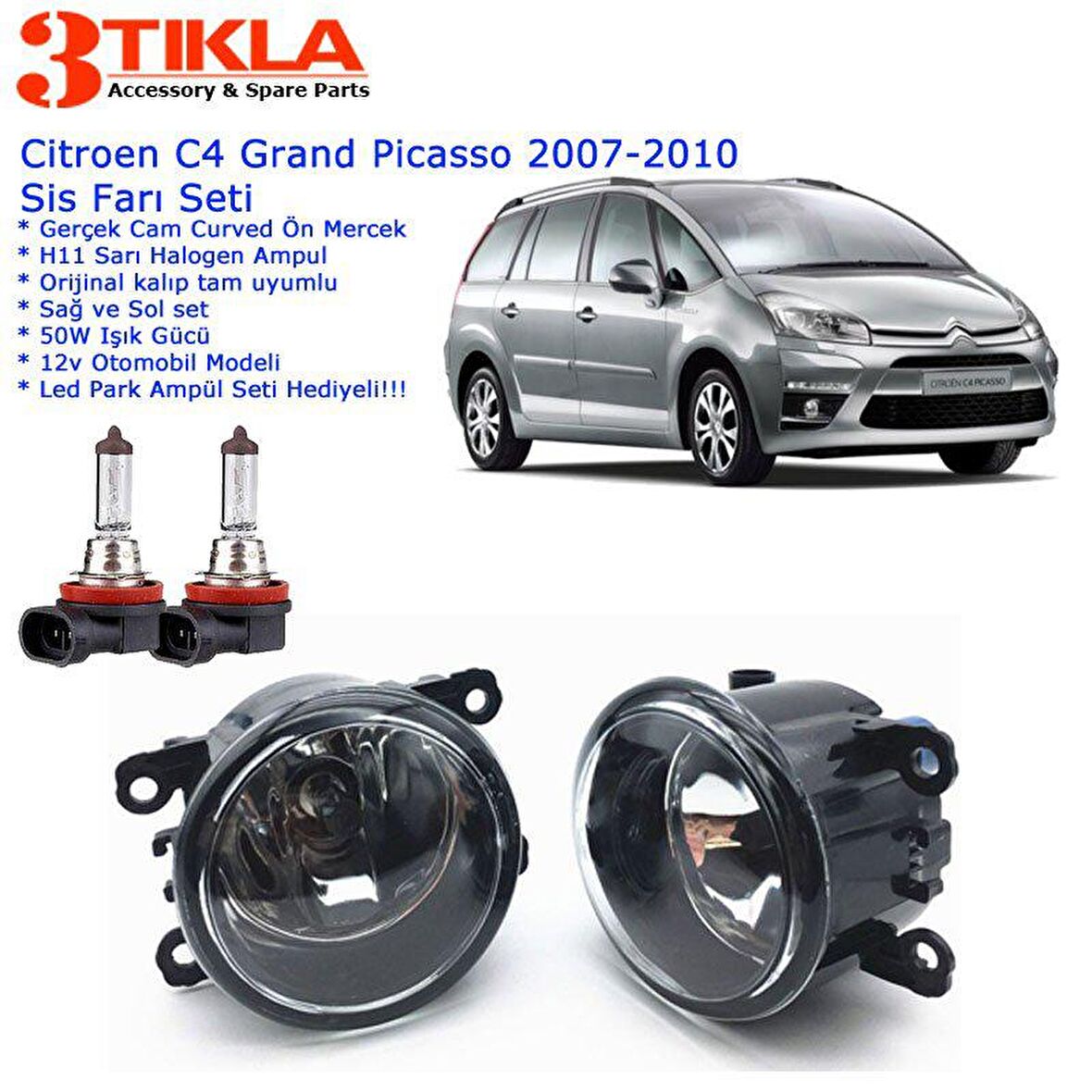 Citroen C4 Grand Picasso 2007-2010 Sis Farı Set Oem: 8200074008