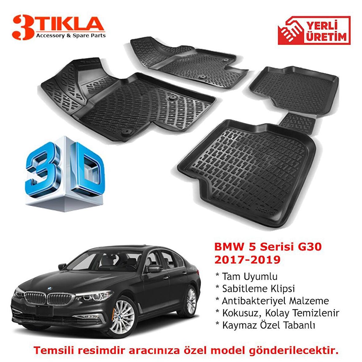 BMW 5 Serisi G30 2017-2019 Premium 3D Havuzlu Paspas Seti