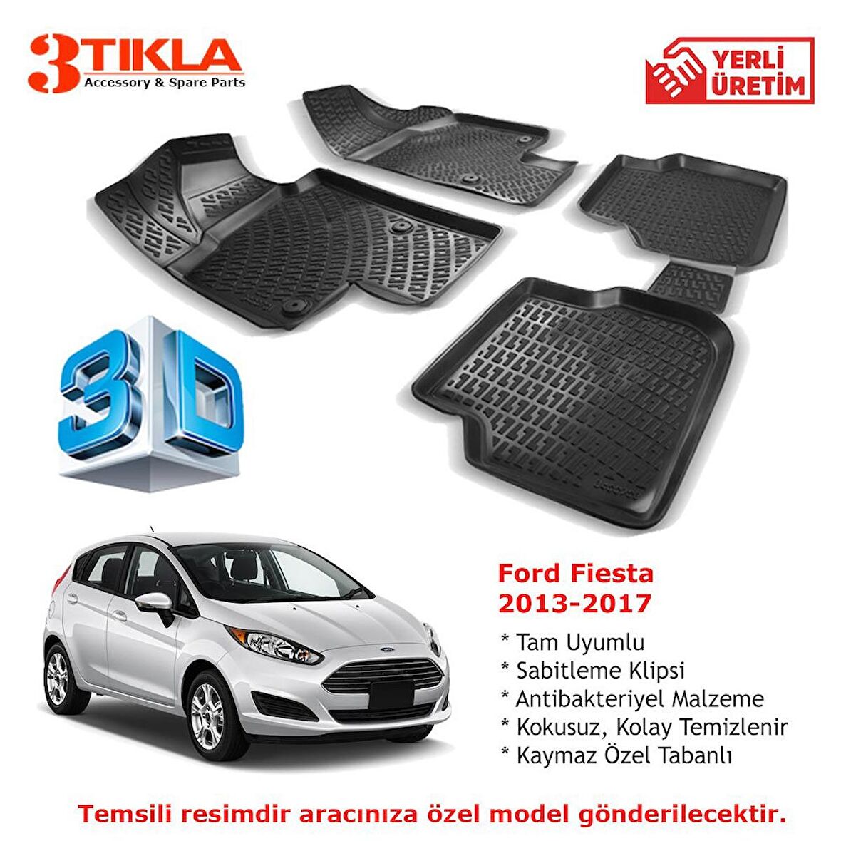 Fiesta 2013-2017 Premium 3D Havuzlu Paspas Seti