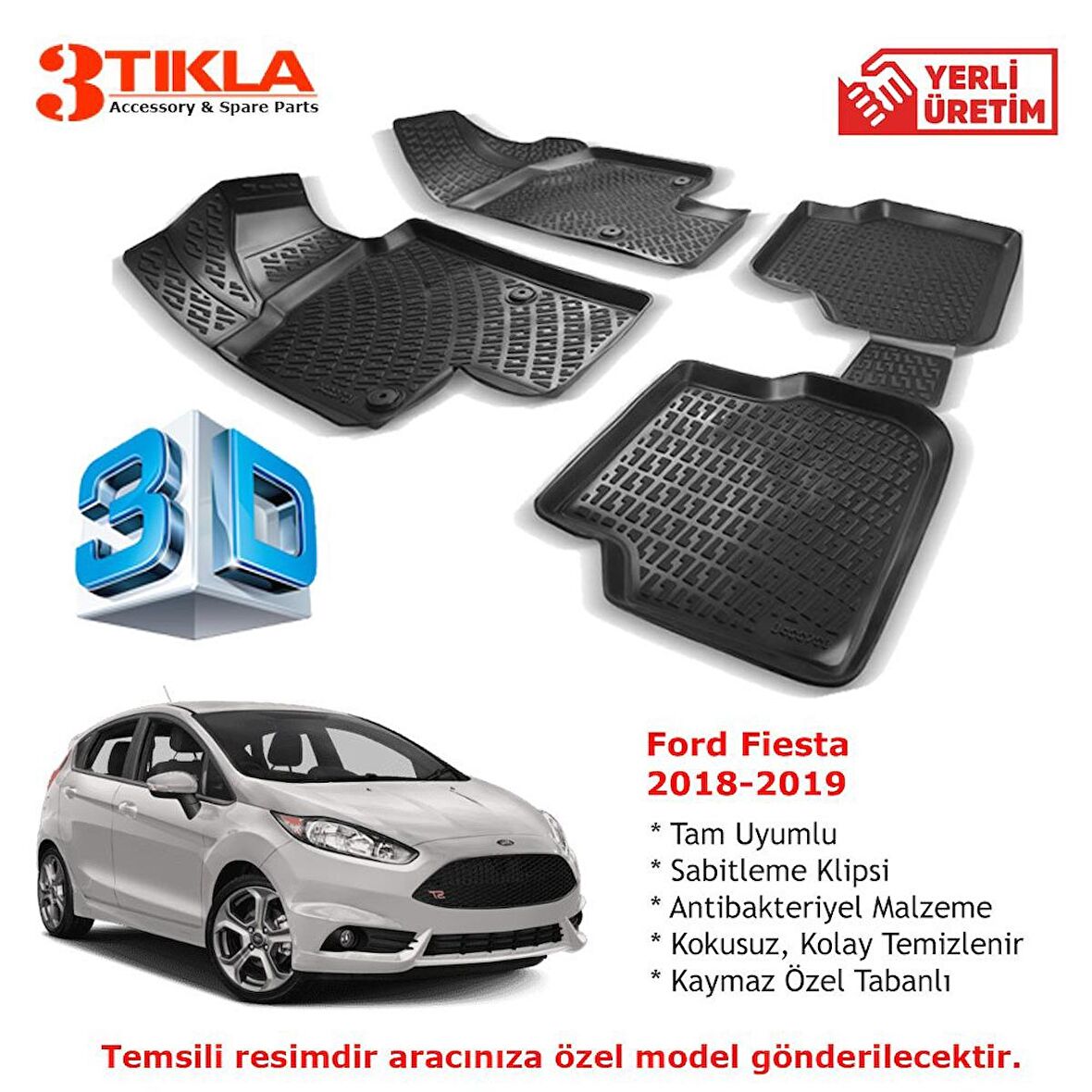 Fiesta 2018-2019 Premium 3D Havuzlu Paspas Seti