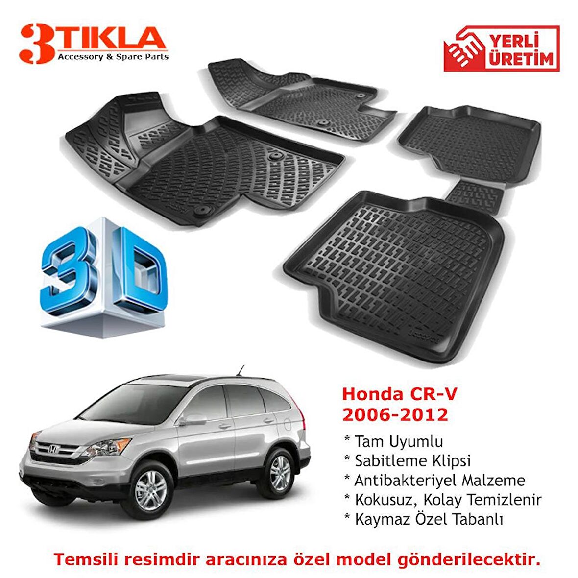 Honda CR-V 2006-2012 Premium 3D Havuzlu Paspas Seti