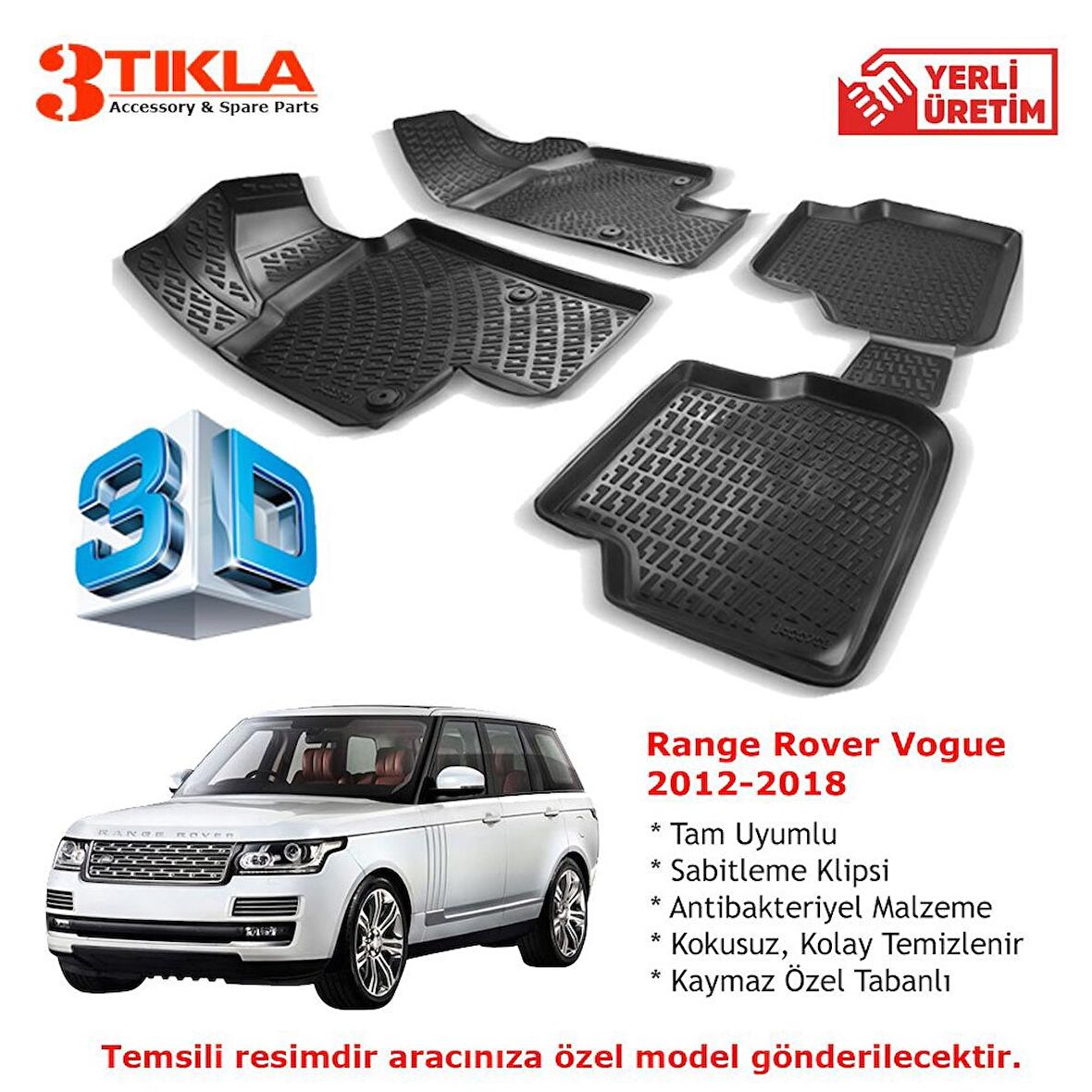 Range Rover Vogue 2012-2018 Premium 3D Havuzlu Paspas Seti