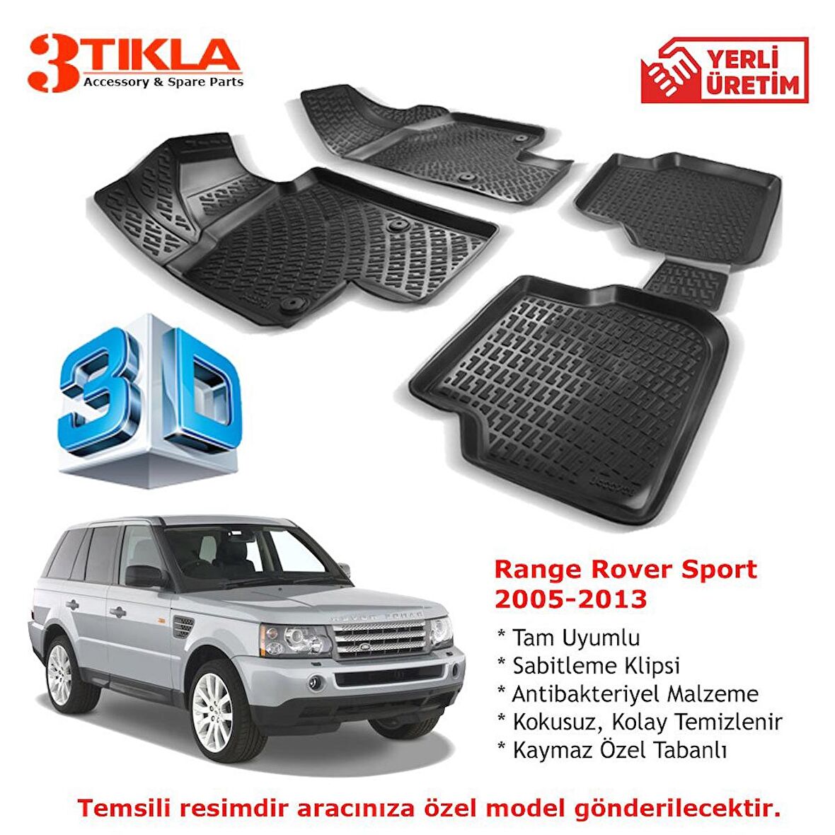 Range Rover Sport 2005-2013 Premium 3D Havuzlu Paspas Seti