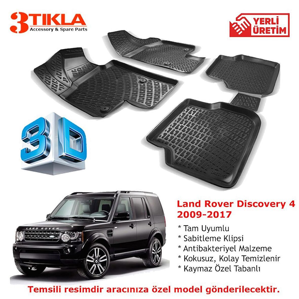 Land Rover Discovery 4 2009-2017 Premium 3D Havuzlu Paspas Seti