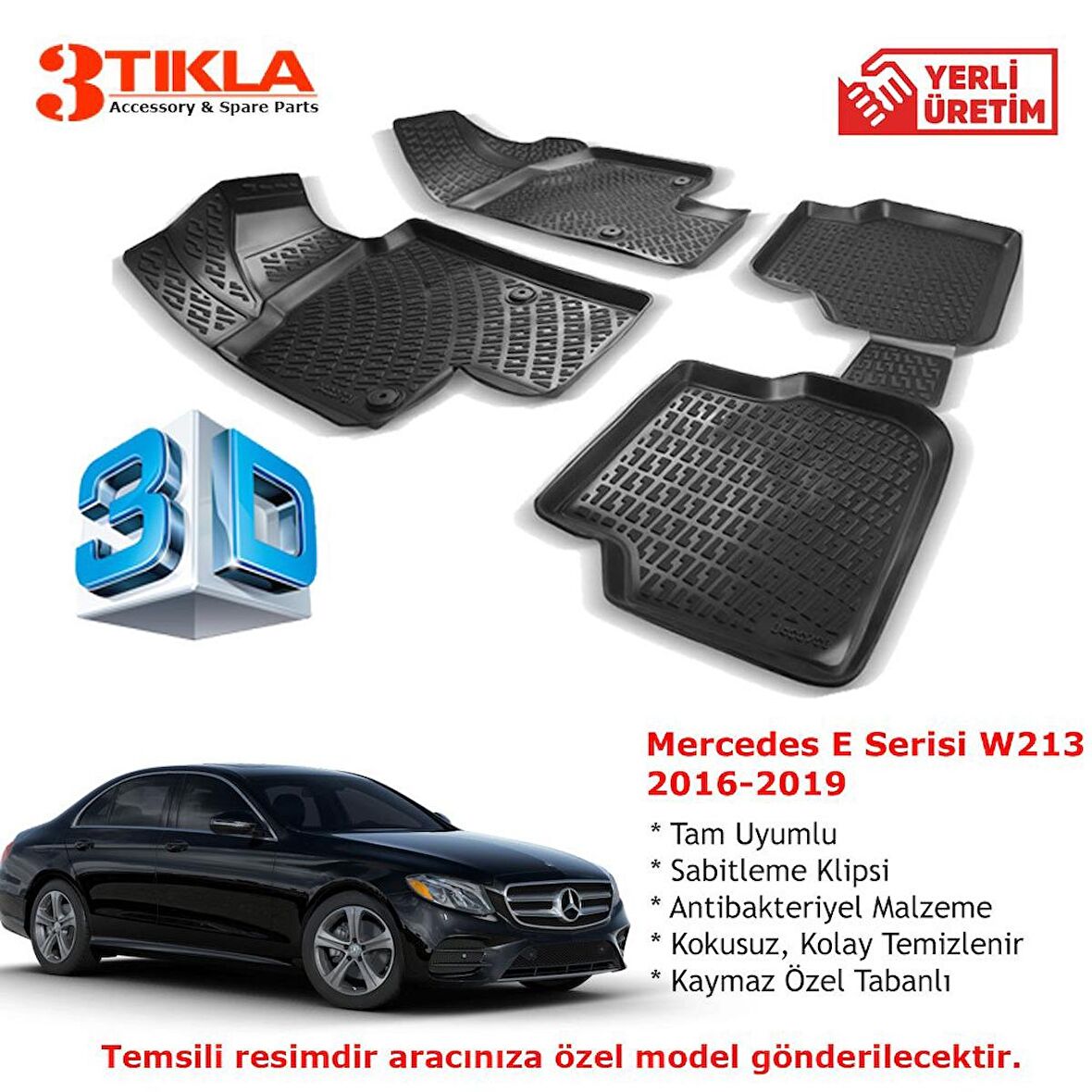 Mercedes E Serisi W213 2016-2019 Premium 3D Havuzlu Paspas Seti