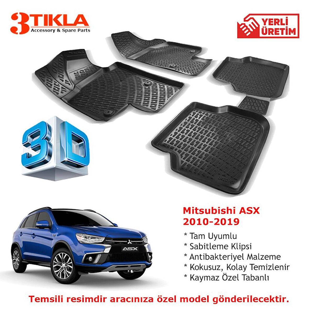 Mitsubishi ASX 2010-2019 Premium 3D Havuzlu Paspas Seti